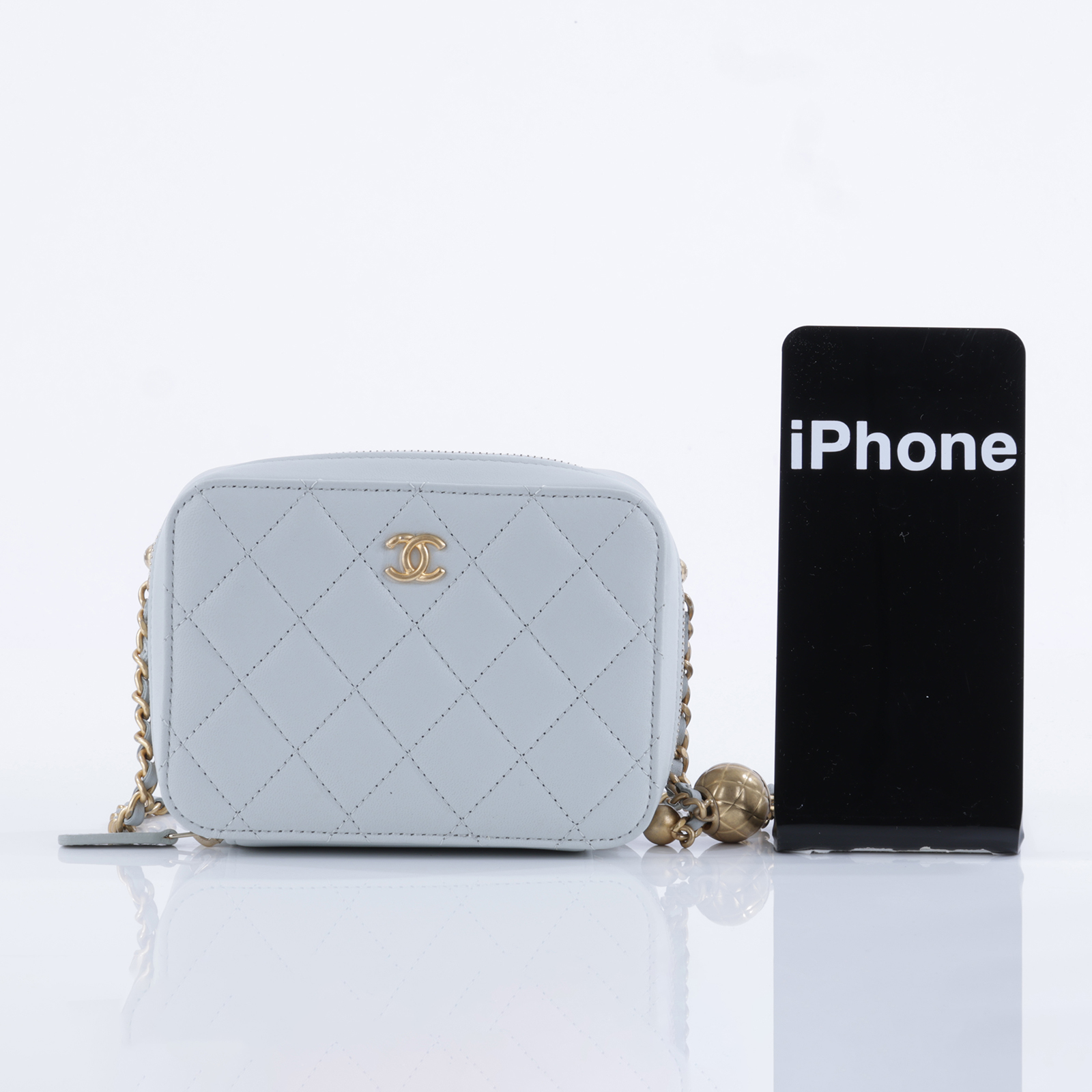 香奈兒 CHANEL CC LOGO 相機包 斜背包 AP2426 晶片款 灰金球相機包 原廠盒子/防塵袋