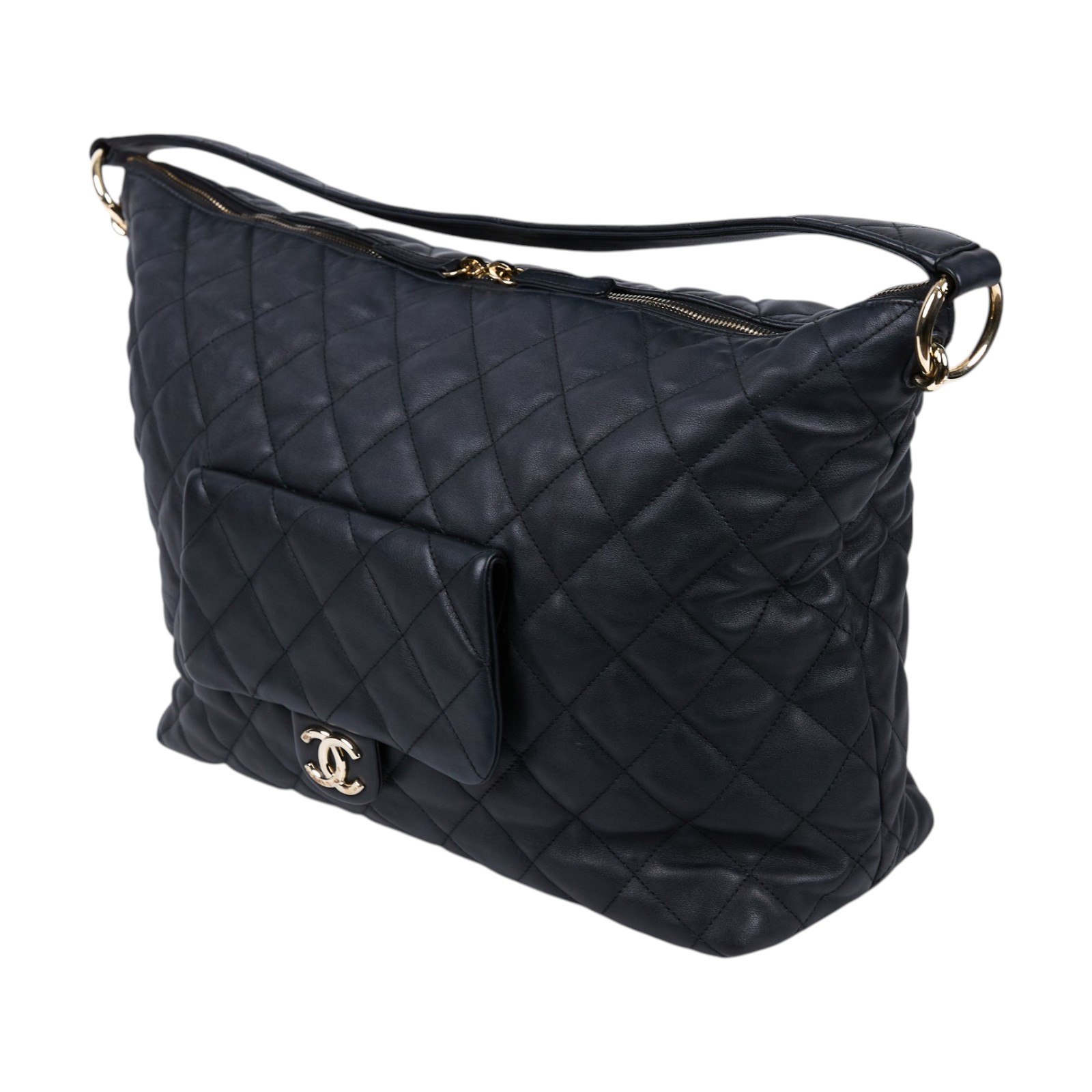 香奈兒 CHANEL Coco Mellow Maxi Hobo 流浪包 大型  晶片款 黑大托特包 內袋