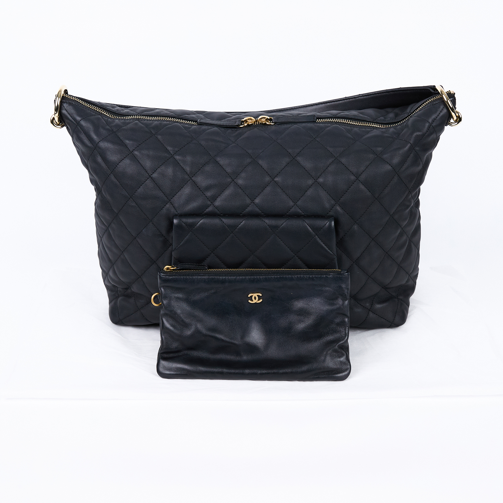 香奈兒 CHANEL Coco Mellow Maxi Hobo 流浪包 大型  晶片款 黑大托特包 內袋