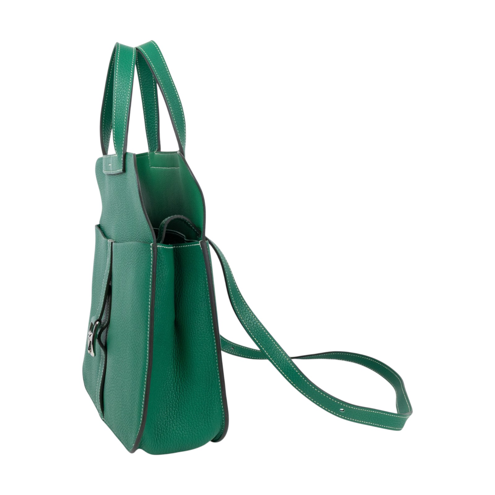 愛馬仕 Hermes Halzan 31 手拿 手提 肩背 斜背包 HZ31 C BT 005 TD C刻 綠HALZAN31 原廠盒子/防塵袋