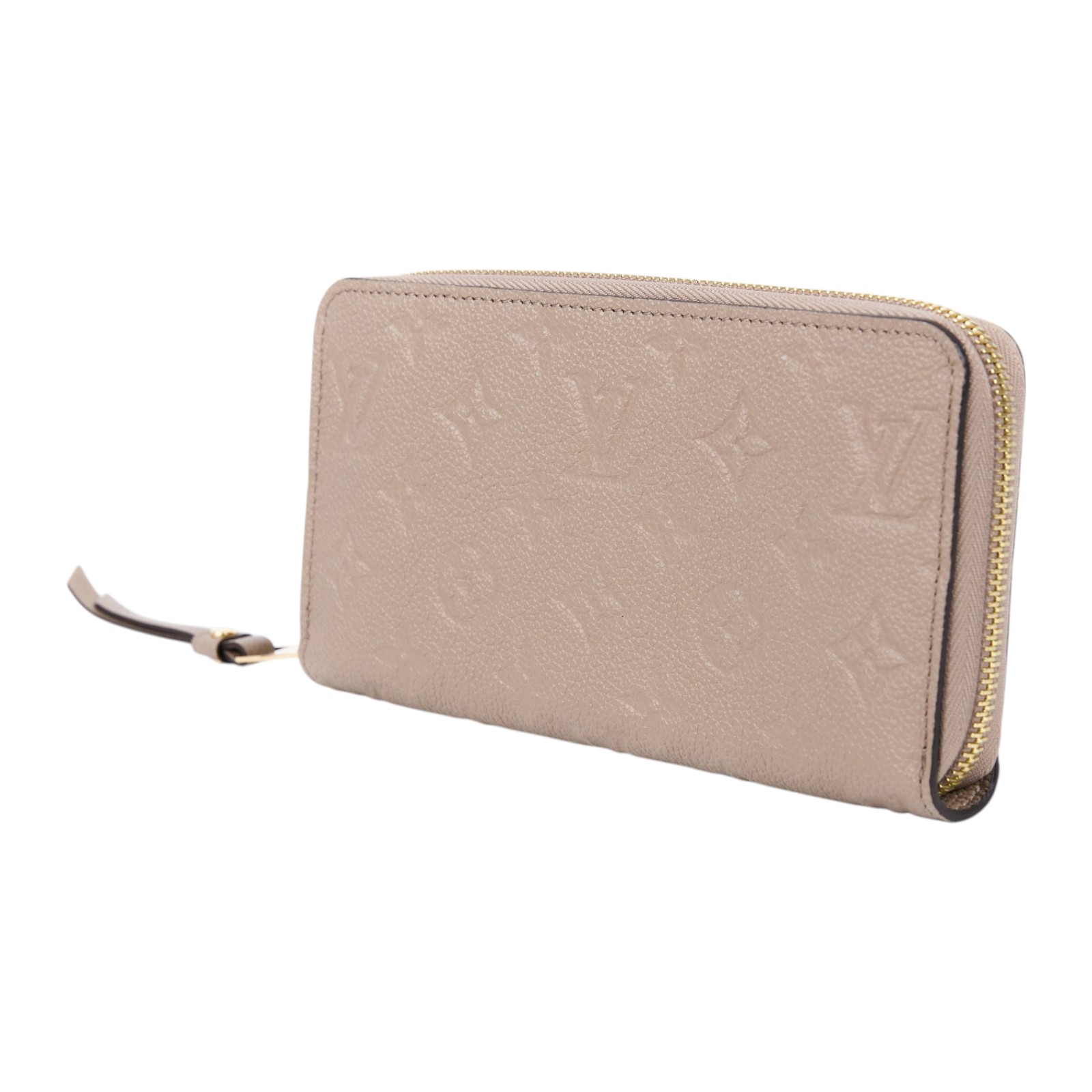 路易威登 LOUIS VUITTON 拉鏈錢包 壓花牛皮 米色 M69034 晶片款 斑鳩灰拉鍊長夾 防塵袋