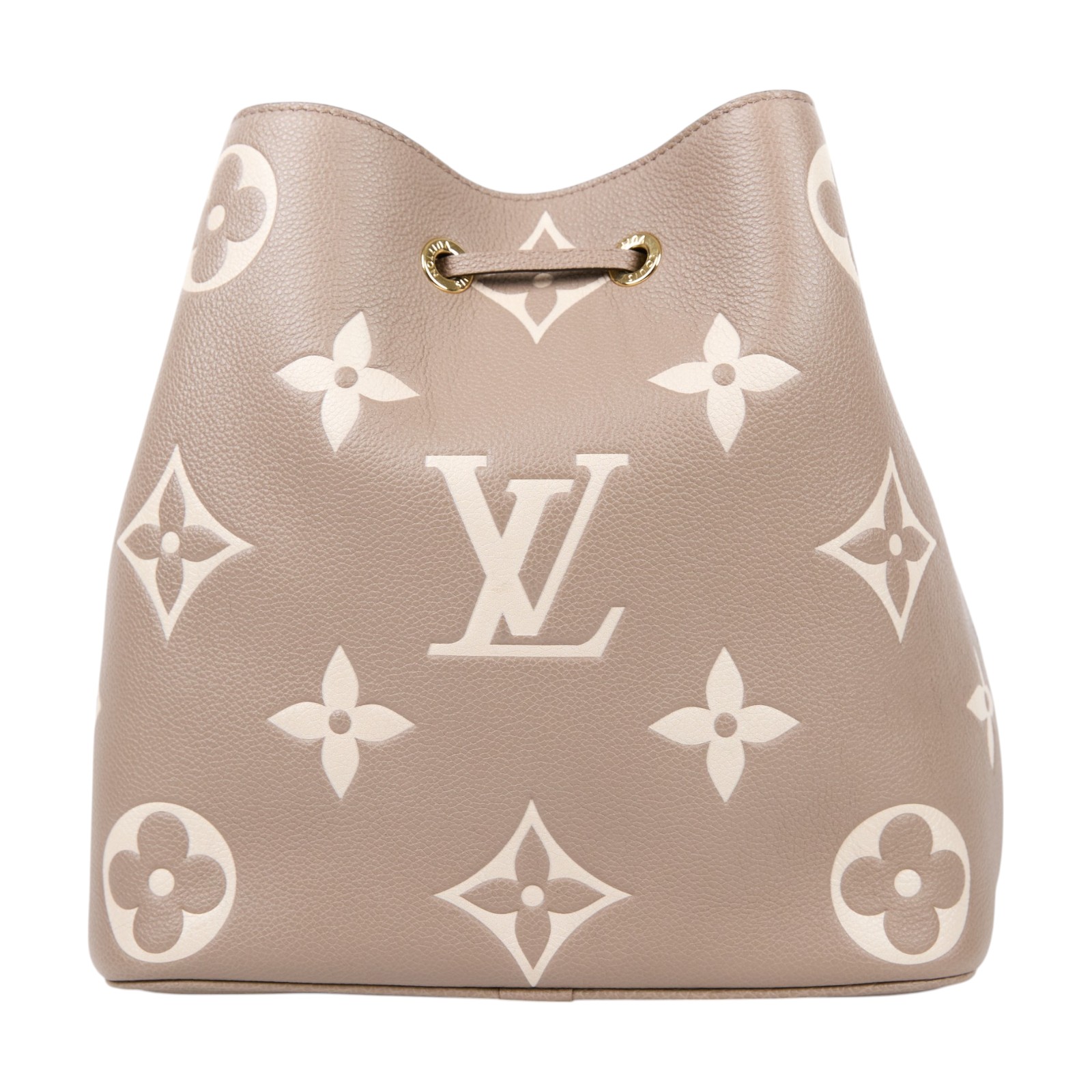 路易威登 LOUIS VUITTON NéoNoé MM 皮革 肩背 水桶包 斑鳩灰色/奶油色 M45555 晶片款  背帶2/防塵袋/購買證明