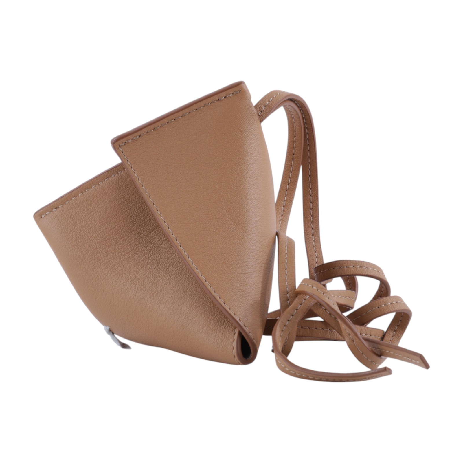 羅意威 LOEWE Origami 頸掛小包  棕皮革三角吊飾 無附屬品