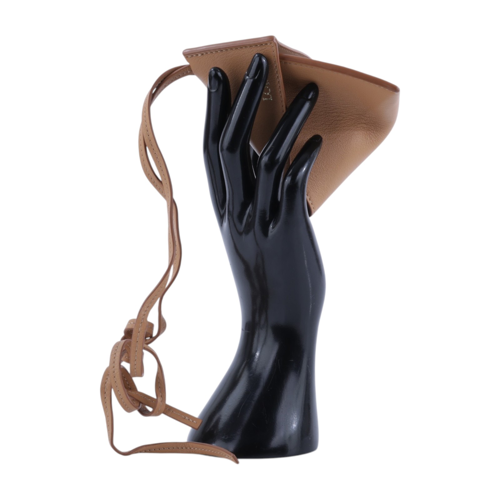 羅意威 LOEWE Origami 頸掛小包  棕皮革三角吊飾 無附屬品