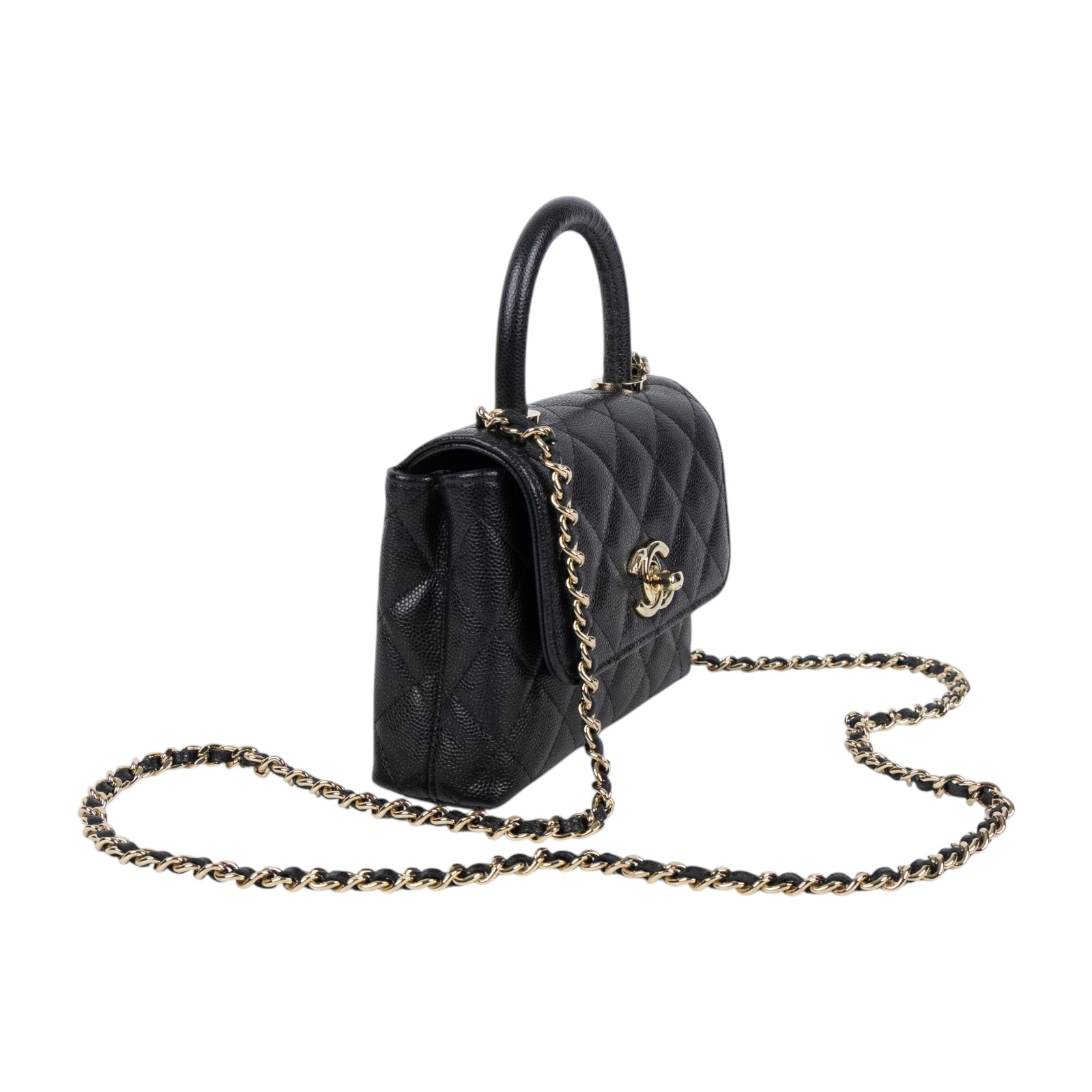 香奈兒 CHANEL COCO Handle 手提包 斜背包 口蓋包 AP4244 晶片款 黑金荔枝COCO HANDLE MICRO 防塵袋