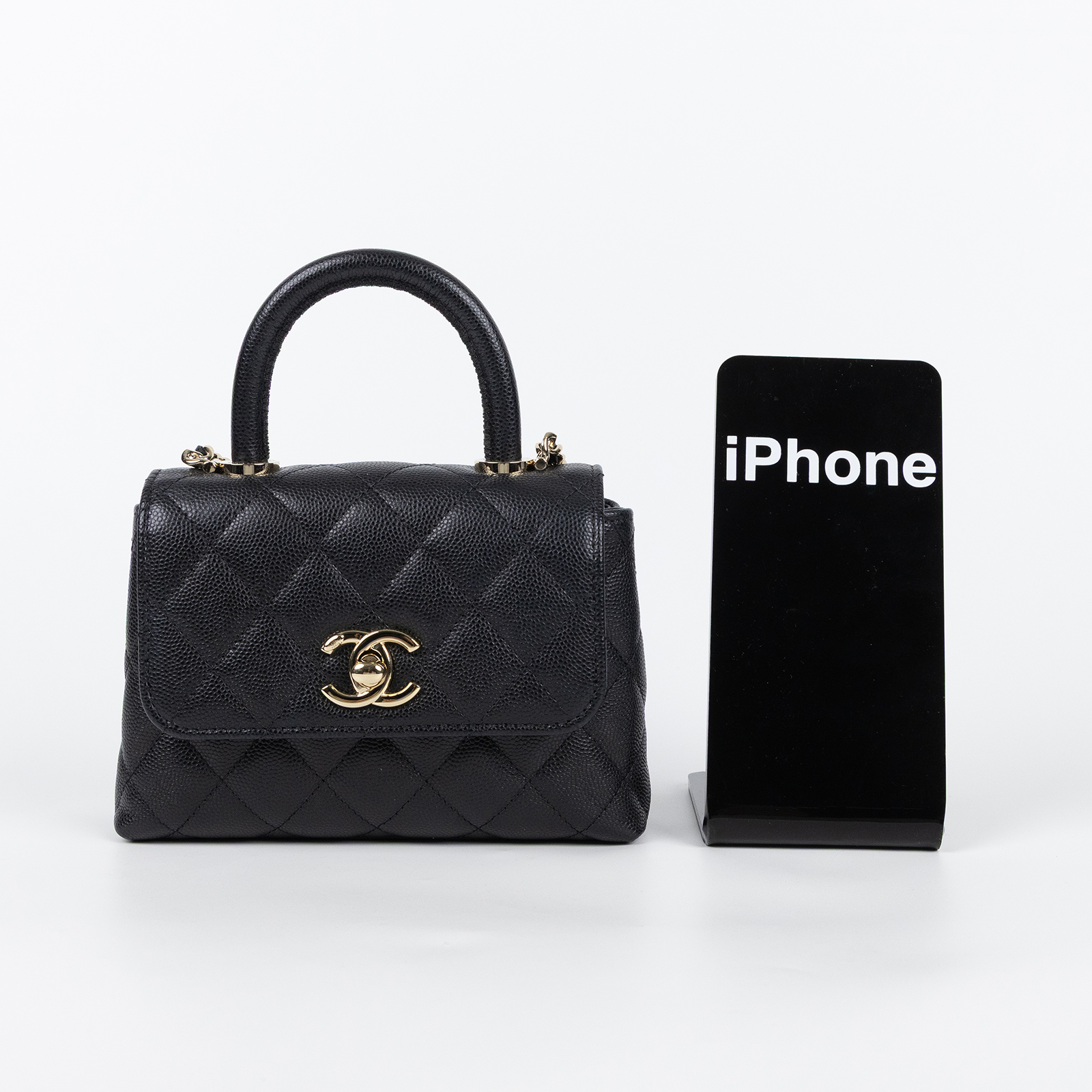 香奈兒 CHANEL COCO Handle 手提包 斜背包 口蓋包 AP4244 晶片款 黑金荔枝COCO HANDLE MICRO 防塵袋