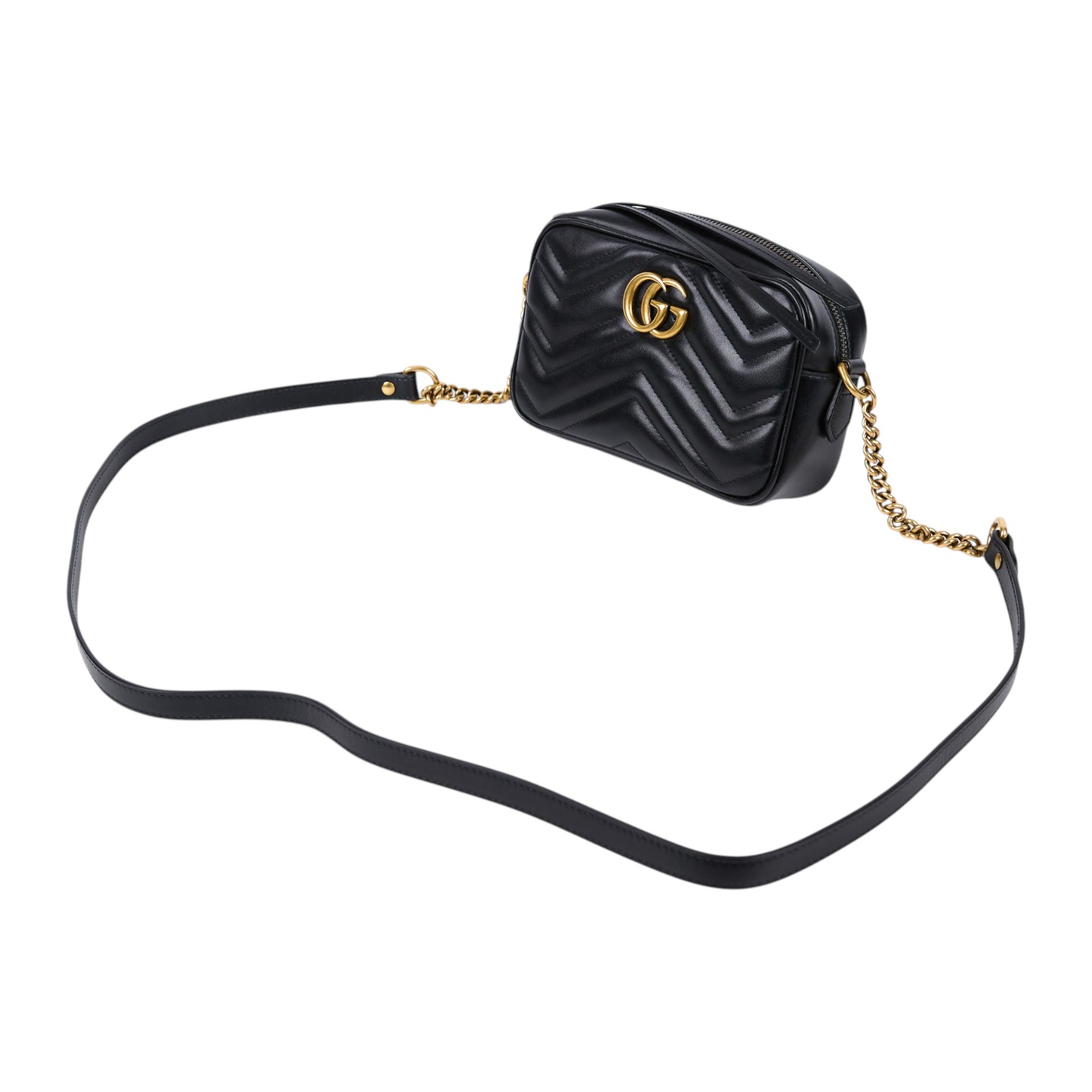 古馳 GUCCI Marmont 迷你袋 金色五金 448065 DTD1T 黑MARMONT相機包 無附屬品