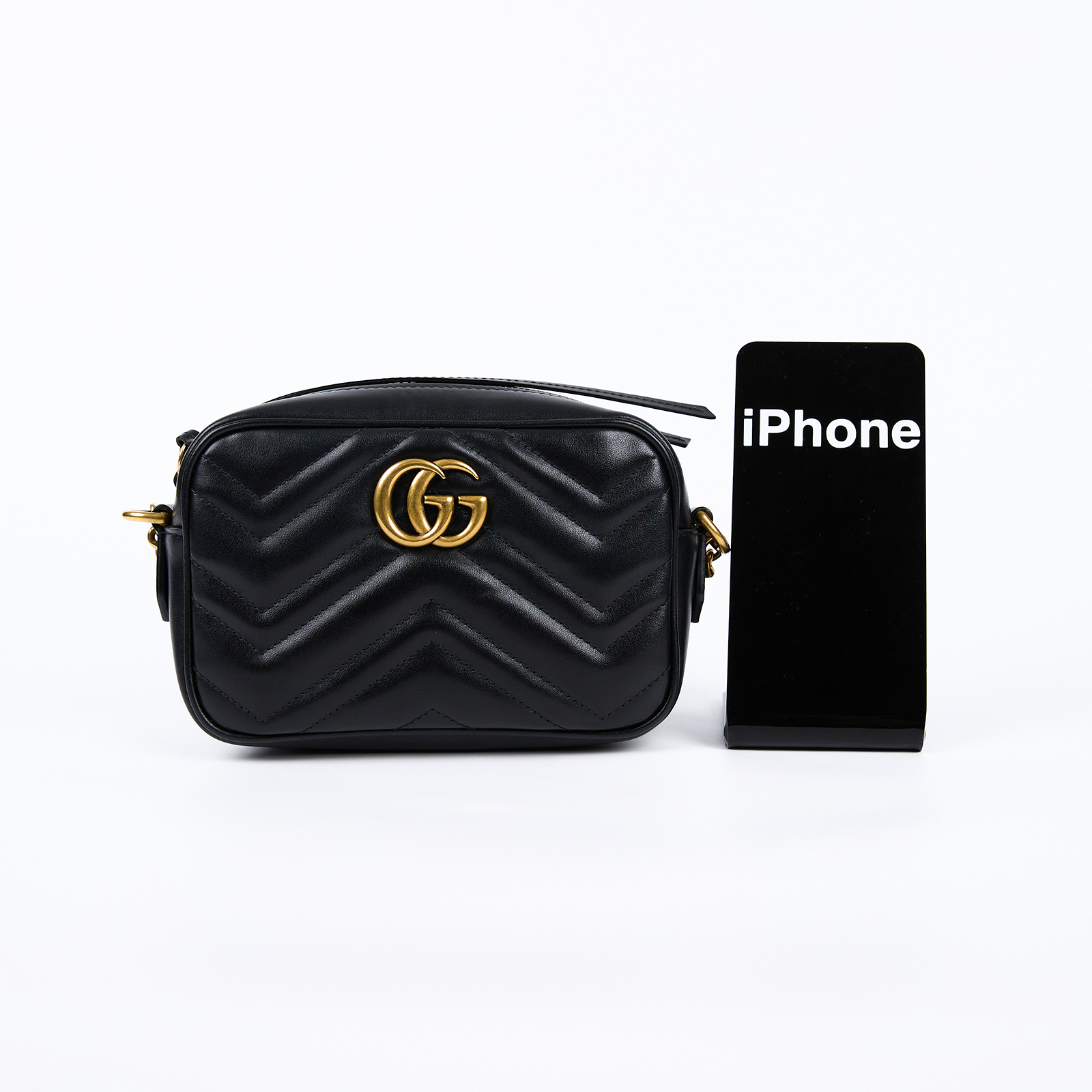 古馳 GUCCI Marmont 迷你袋 金色五金 448065 DTD1T 黑MARMONT相機包 無附屬品