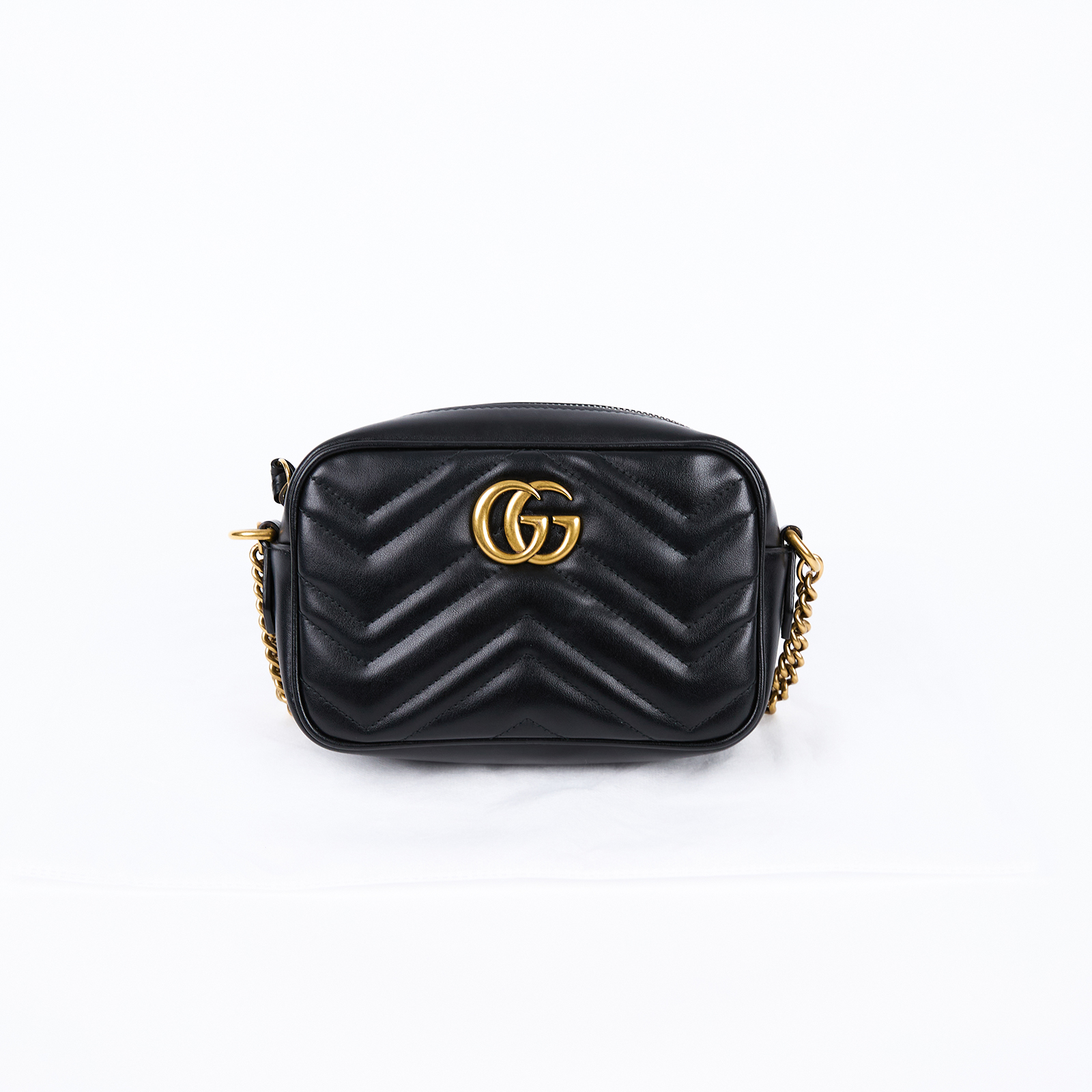 古馳 GUCCI Marmont 迷你袋 金色五金 448065 DTD1T 黑MARMONT相機包 無附屬品