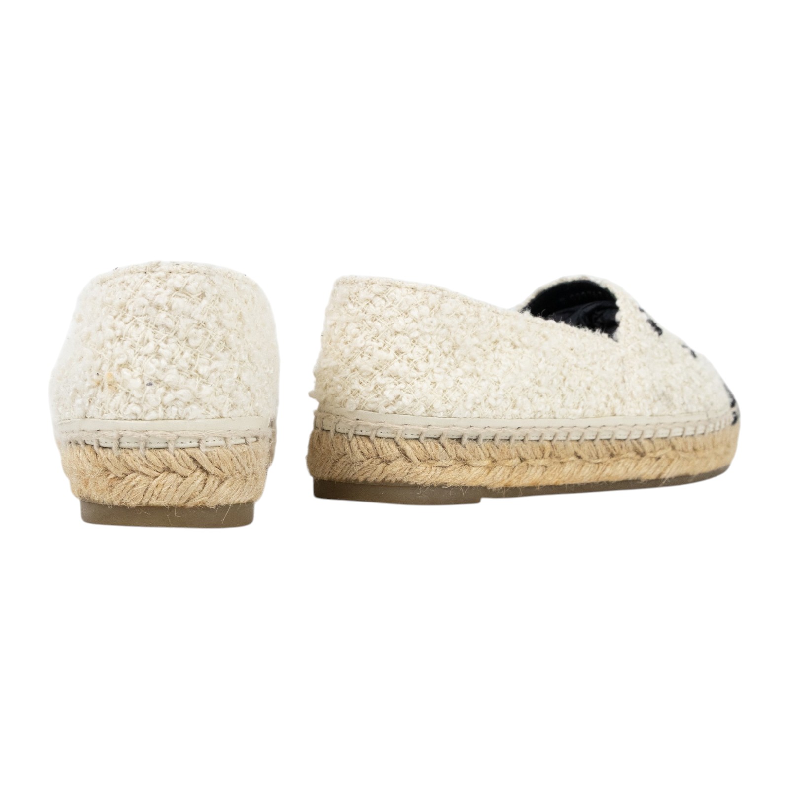 香奈兒 CHANEL Espadrilles 漁夫鞋 G29762 Y56029_37 黑白毛尼草編鞋#37 原廠盒子/防塵袋/購買證明