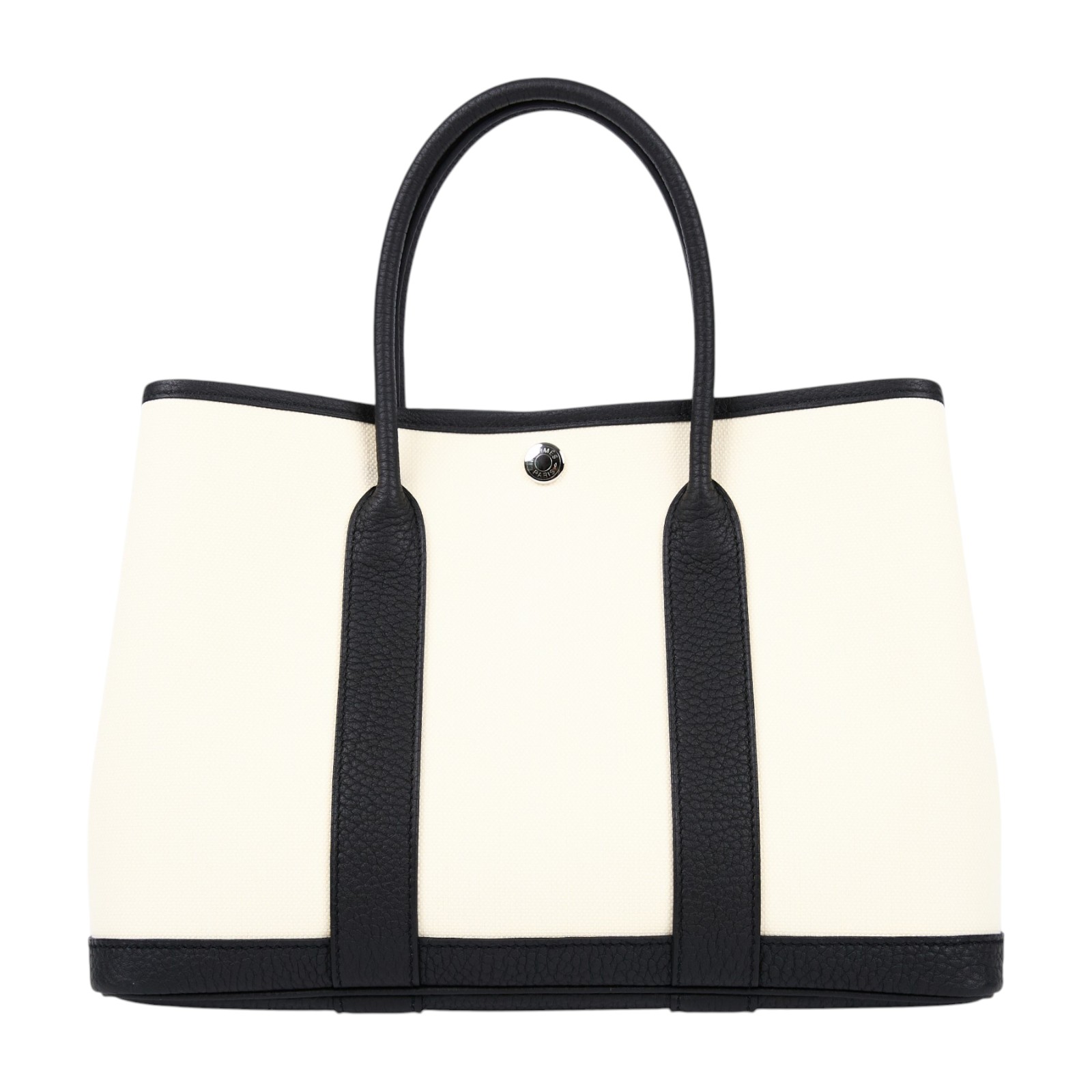 愛馬仕 Hermes Garden Party 花園派對包 30 銀色五金 雲呢拿色 黑色 H069573CKCW /K刻  原廠盒子/防塵袋/購買證明
