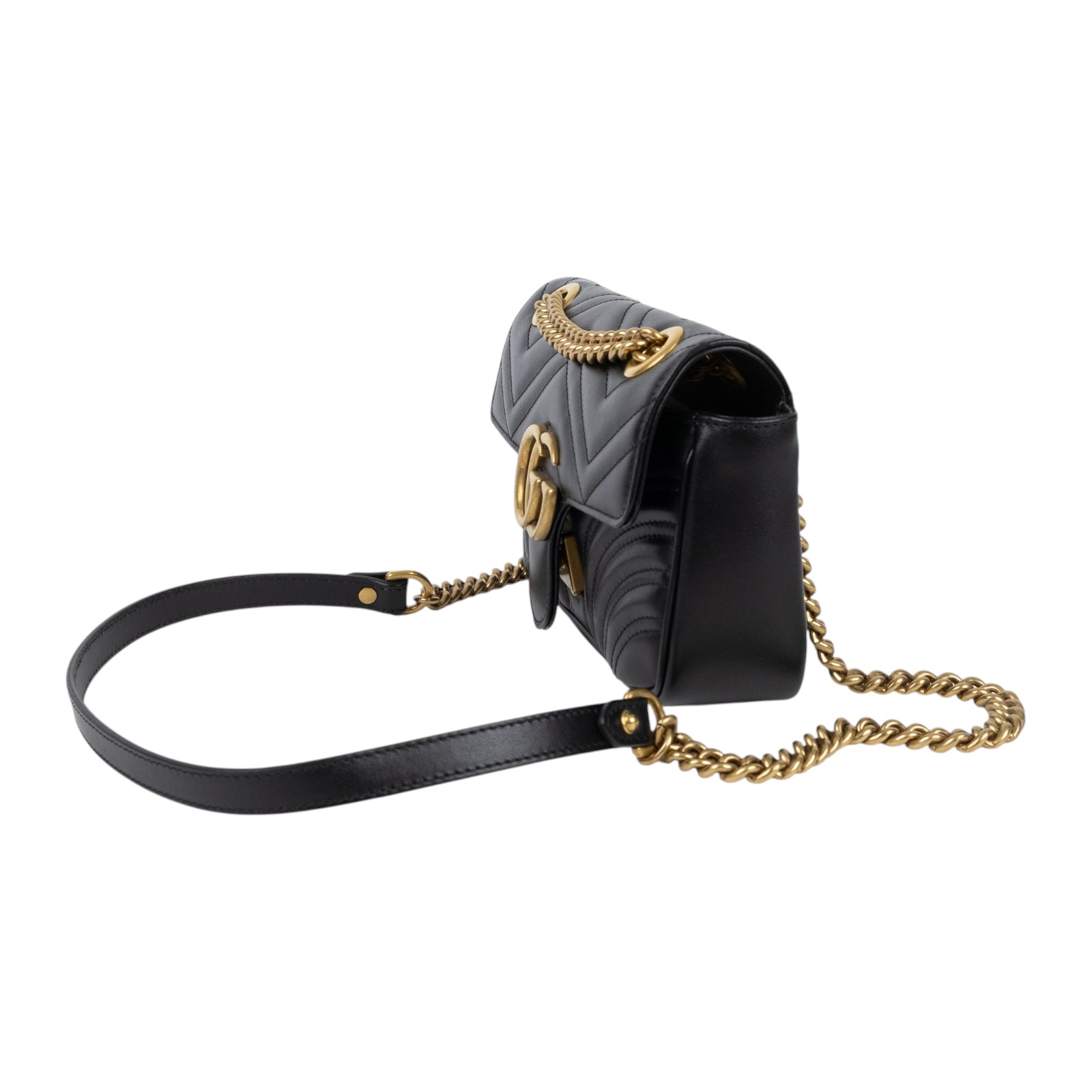 古馳 GUCCI GG Marmont 迷你肩揹袋 446744 DTDIT 黑MARMONT 22CM 防塵袋