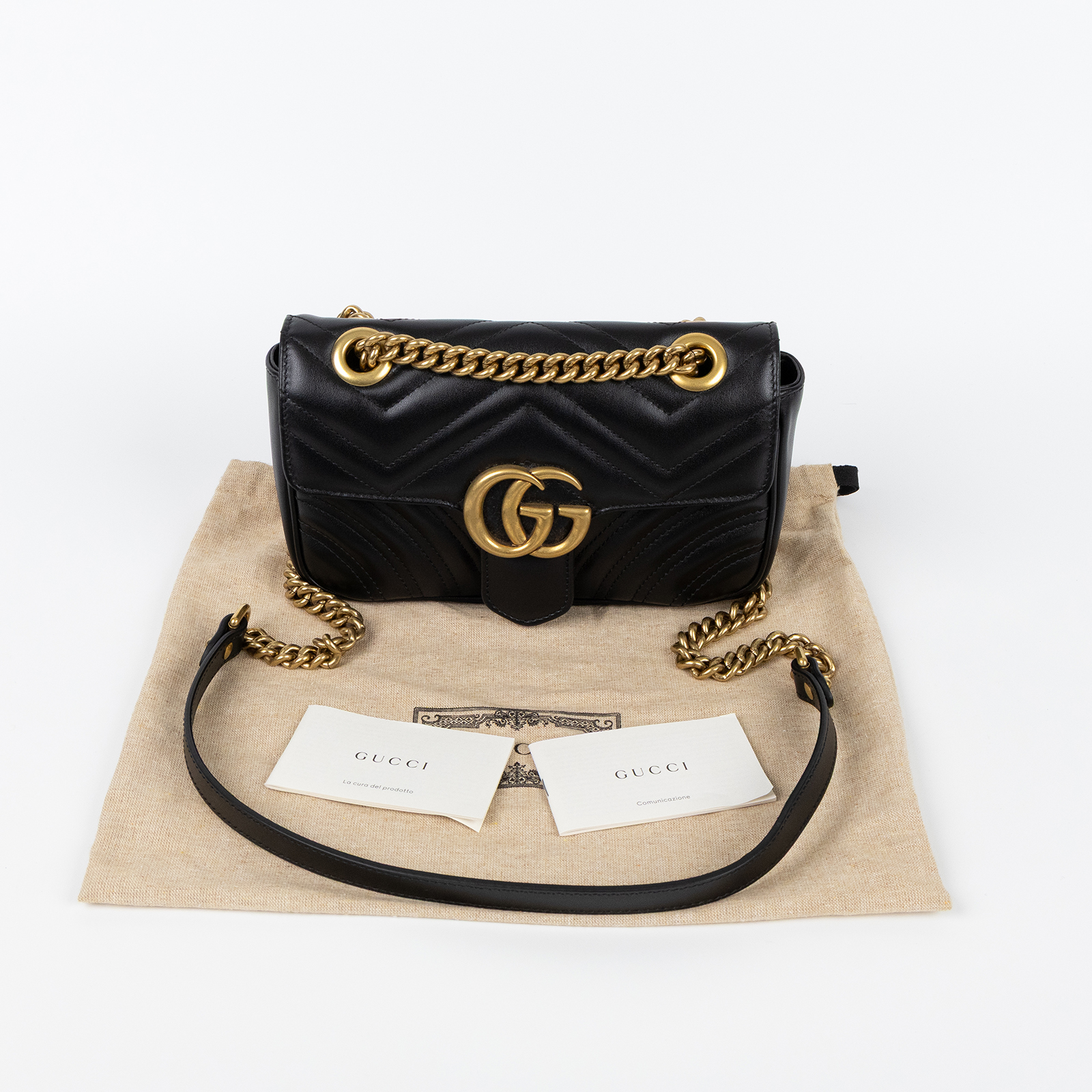 古馳 GUCCI GG Marmont 迷你肩揹袋 446744 DTDIT 黑MARMONT 22CM 防塵袋