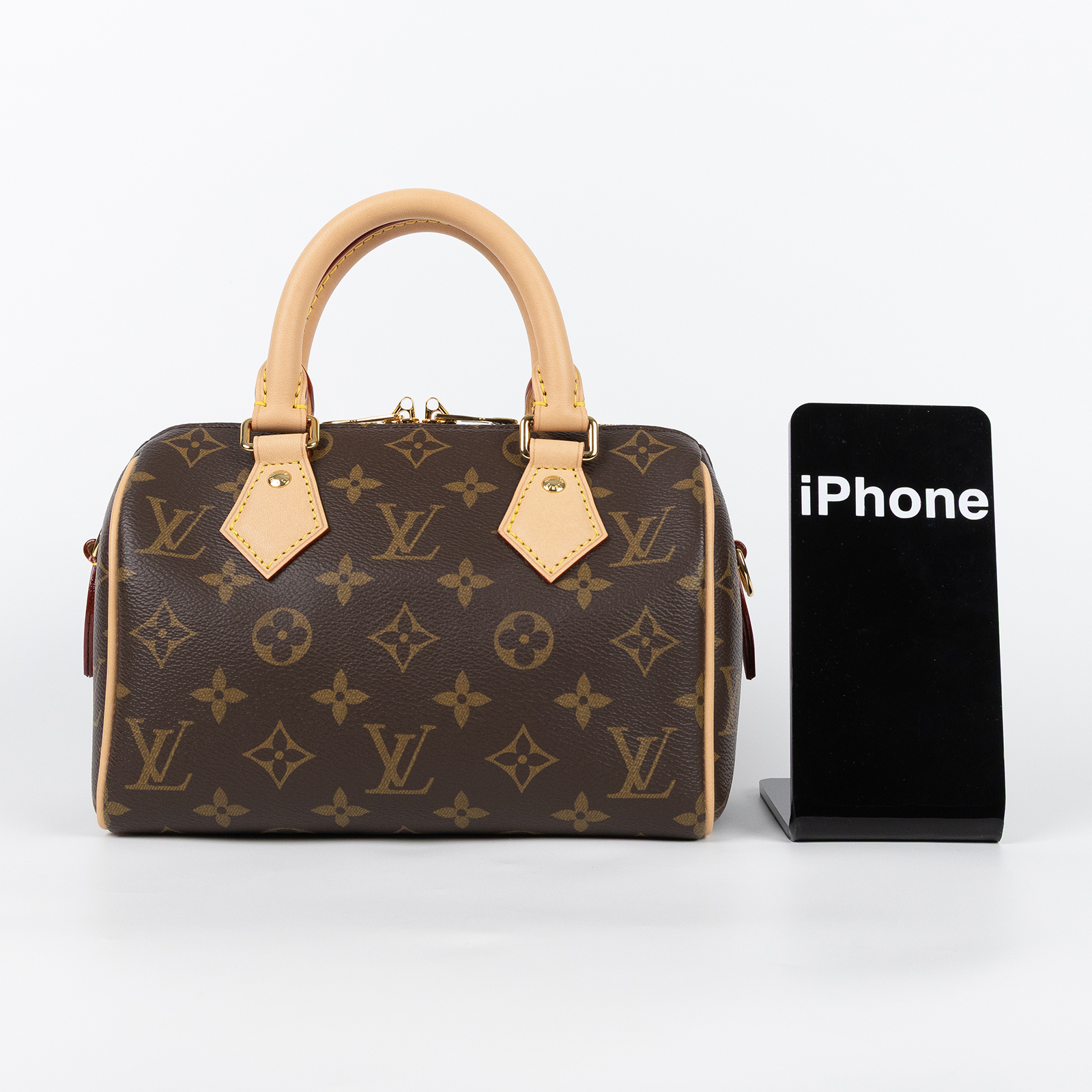 路易威登 LOUIS VUITTON Speedy Bandoulière 20 米色 帆布 手提 斜背 波士頓包 M46222 晶片款  防塵袋/鎖組/背帶