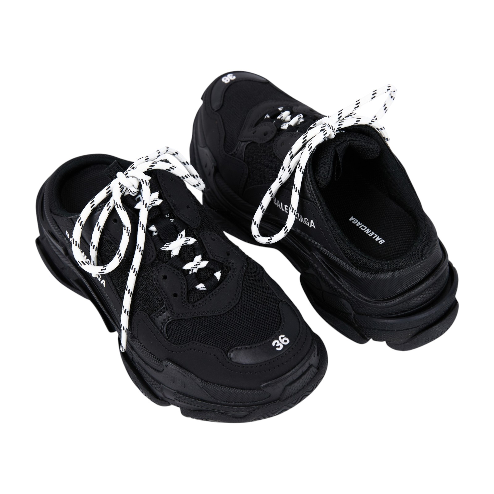 巴黎世家 BALENCIAGA Triple S Mule 穆勒鞋 拖鞋 老爹鞋 755686W3SM2_36 黑運動拖鞋 原廠盒子/防塵袋