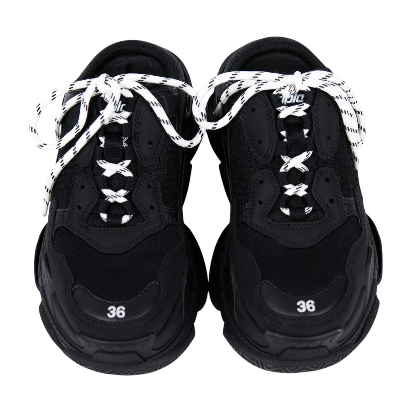 巴黎世家 BALENCIAGA Triple S Mule 穆勒鞋 拖鞋 老爹鞋 755686W3SM2_36 黑運動拖鞋 原廠盒子/防塵袋