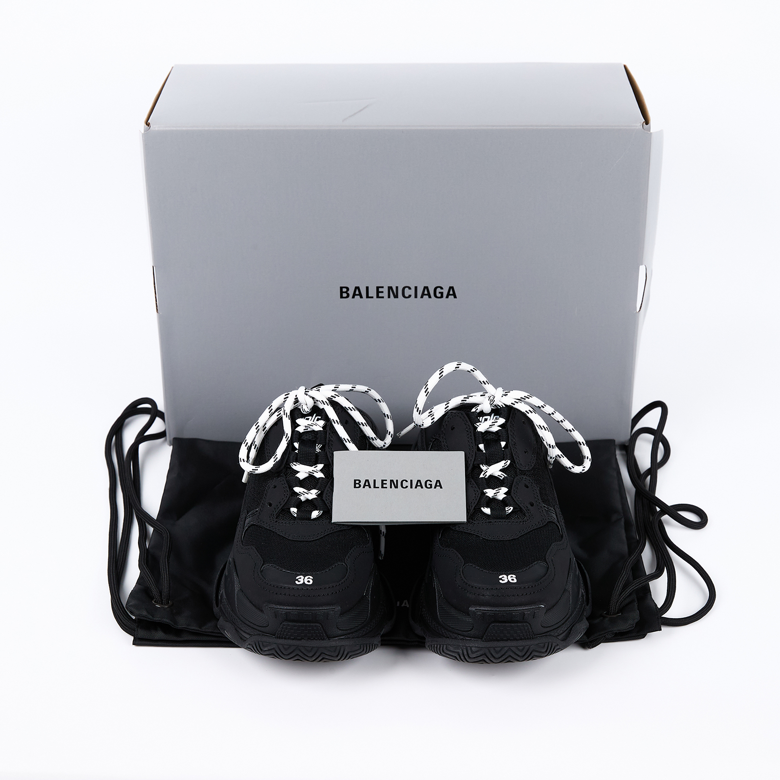 巴黎世家 BALENCIAGA Triple S Mule 穆勒鞋 拖鞋 老爹鞋 755686W3SM2_36 黑運動拖鞋 原廠盒子/防塵袋