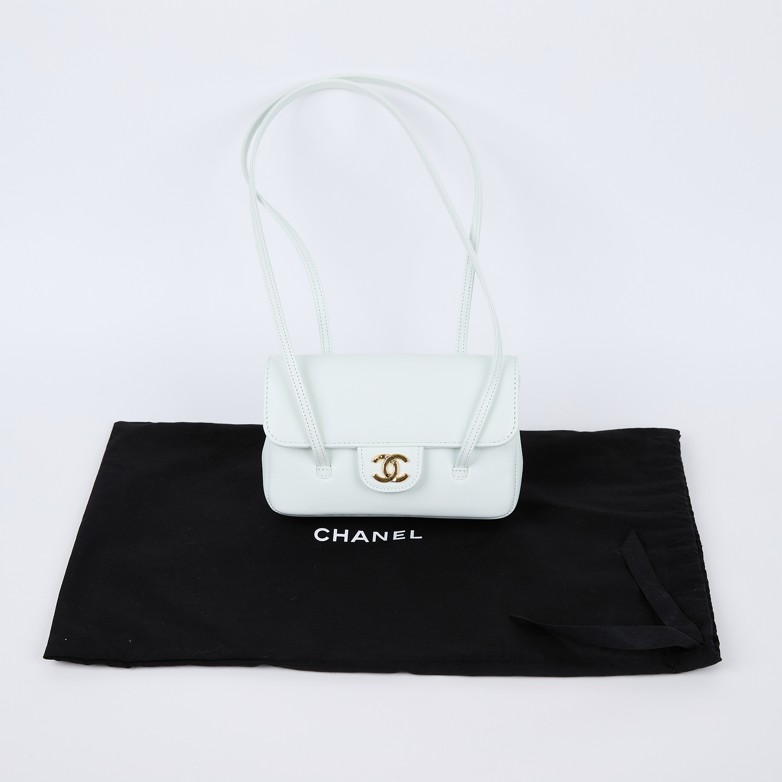 香奈兒 CHANEL preppy coco mini CF 口蓋包 晚宴包 肩背包 手拿包 AP5068 晶片款 淺綠PREPPY COCO MINI 防塵袋
