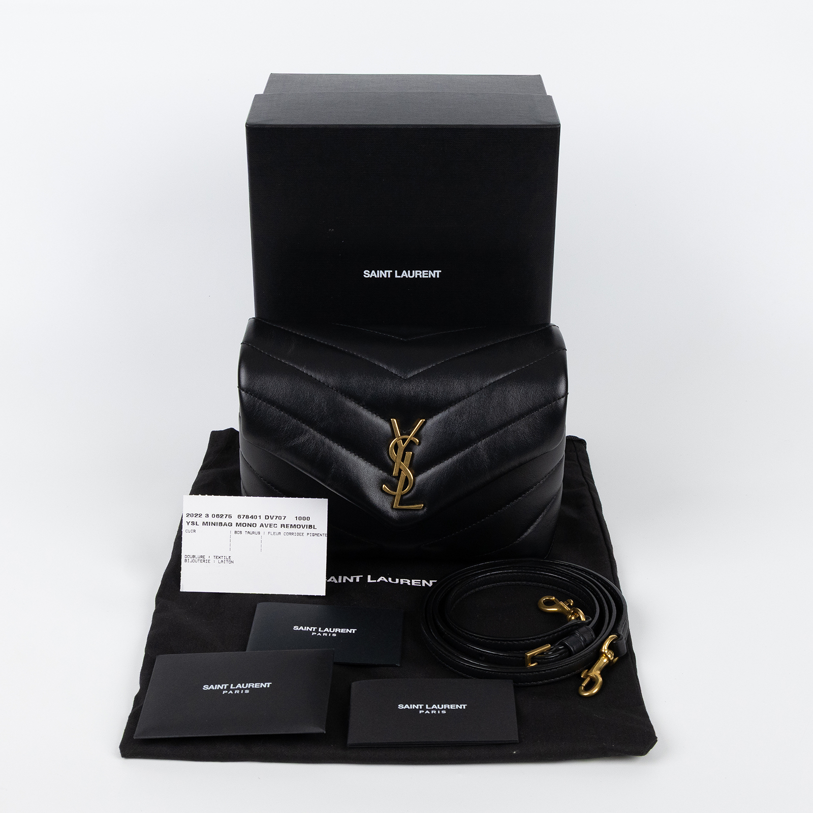 聖羅蘭 YSL SAINT LAURENT Loulou 絎縫 小牛皮 TOY 迷你 手袋  肩背 斜背包 金色五金 678401DV707  原廠盒子/防塵袋/背帶