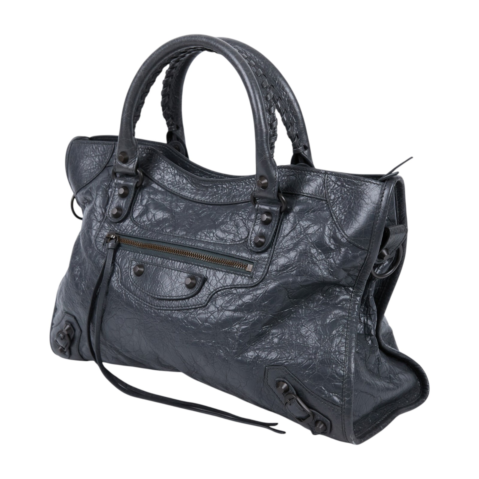 巴黎世家 BALENCIAGA Le City 機車包 中型 手提包 肩背包 8230582ABEK 灰LE CITY 中號 防塵袋/購買證明/背帶