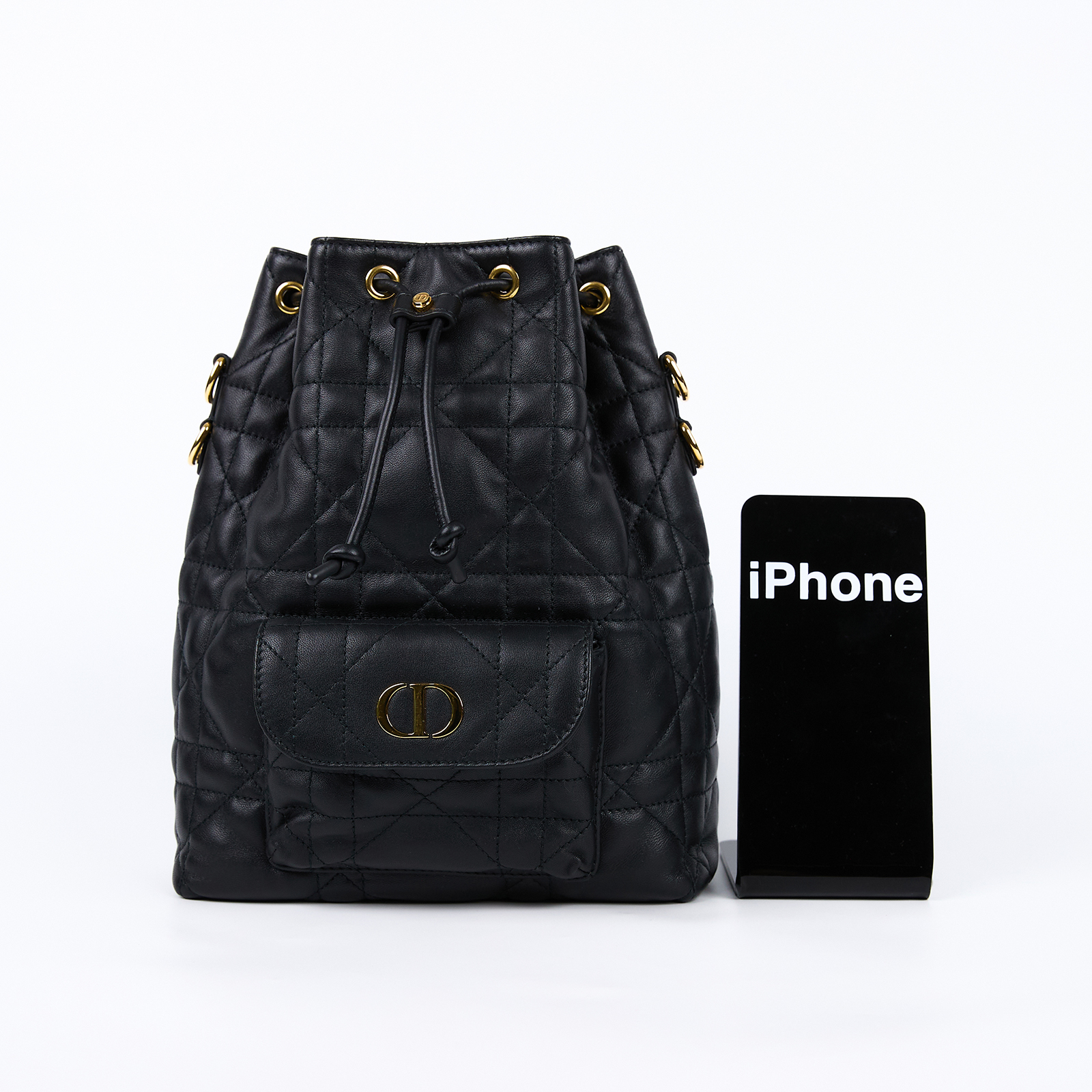 迪奧 CHRISTIAN DIOR Caro 肩背 水桶包 M3372UNOZ 黑金Caro水桶包 原廠盒子/防塵袋/背帶2