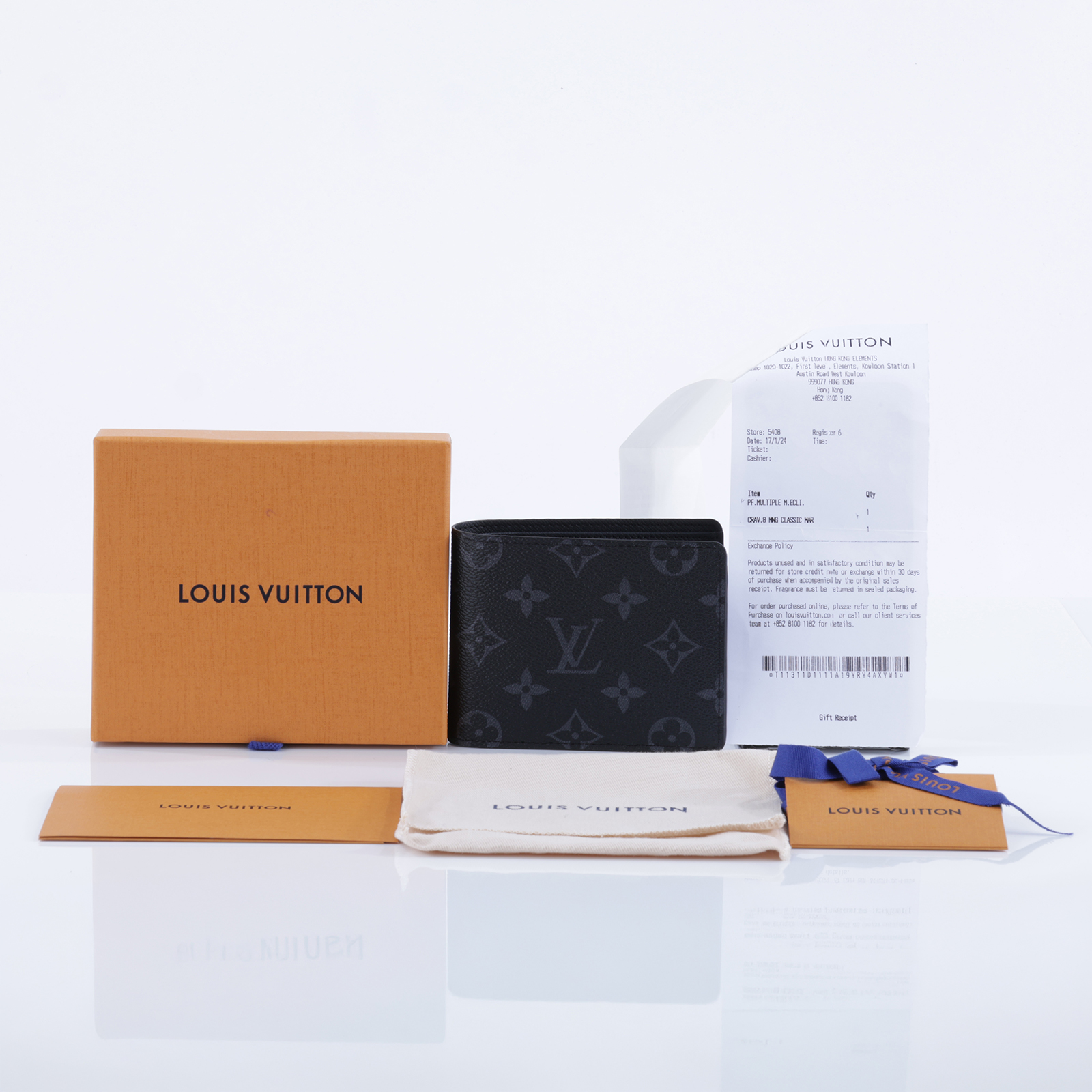 路易威登 LOUIS VUITTON Multiple Eclipse帆布 錢包 短夾 M61695 晶片款  原廠盒子/防塵袋/購買證明影本
