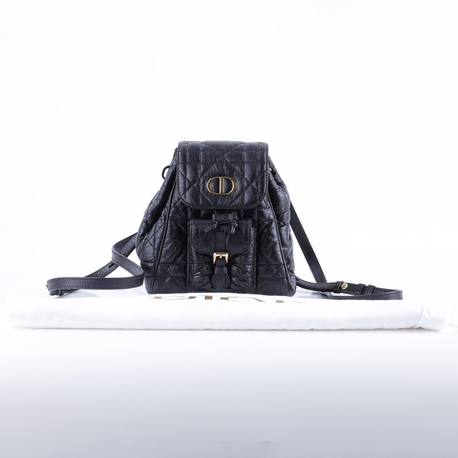 迪奧 CHRISTIAN DIOR Caro 小型 後背包 M6302UNOZ 黑CARO後背包小型 防塵袋