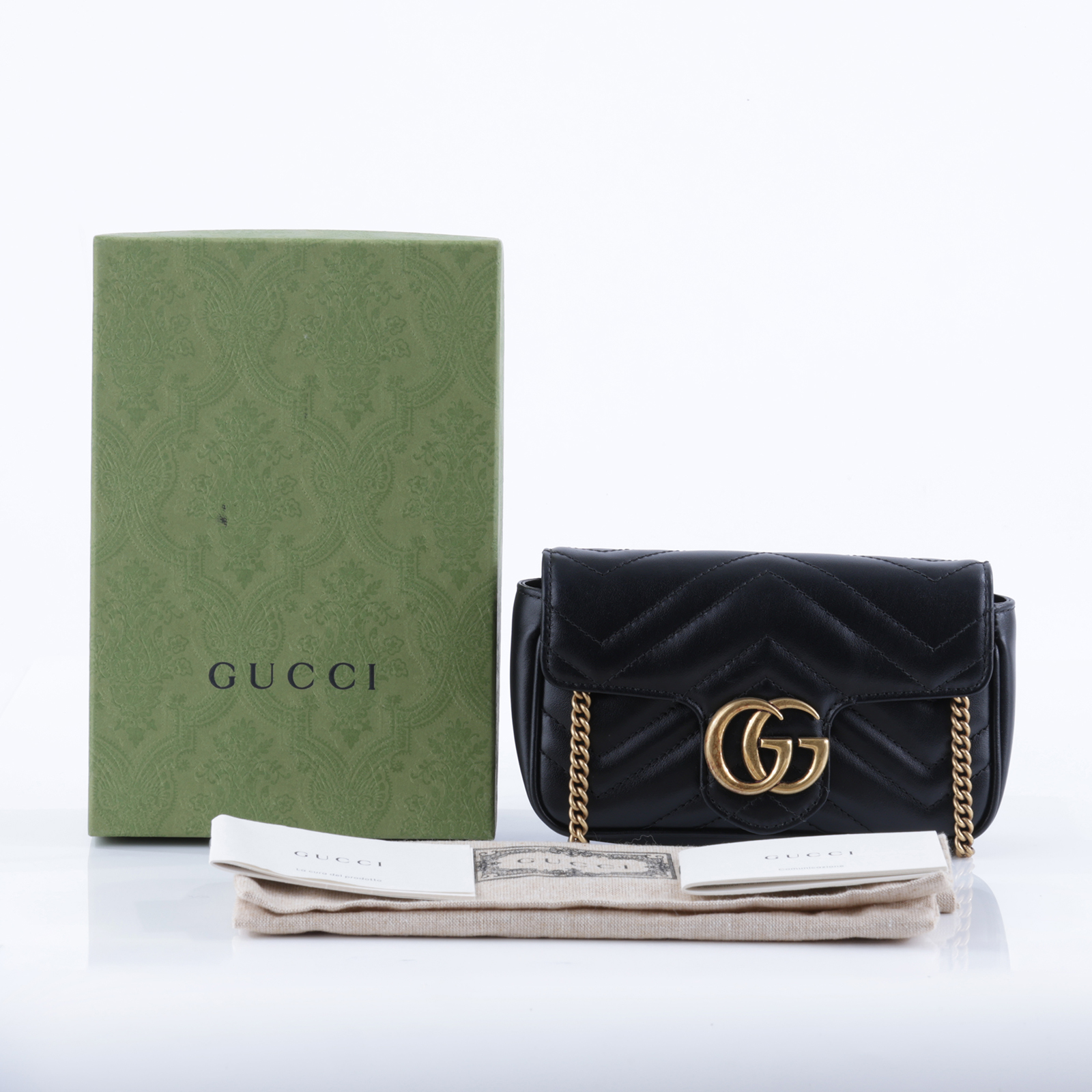 古馳 GUCCI GG Mormont 絎縫 超迷你袋 476433 DTDHD 黑MARMONT MINI 原廠盒子/防塵袋