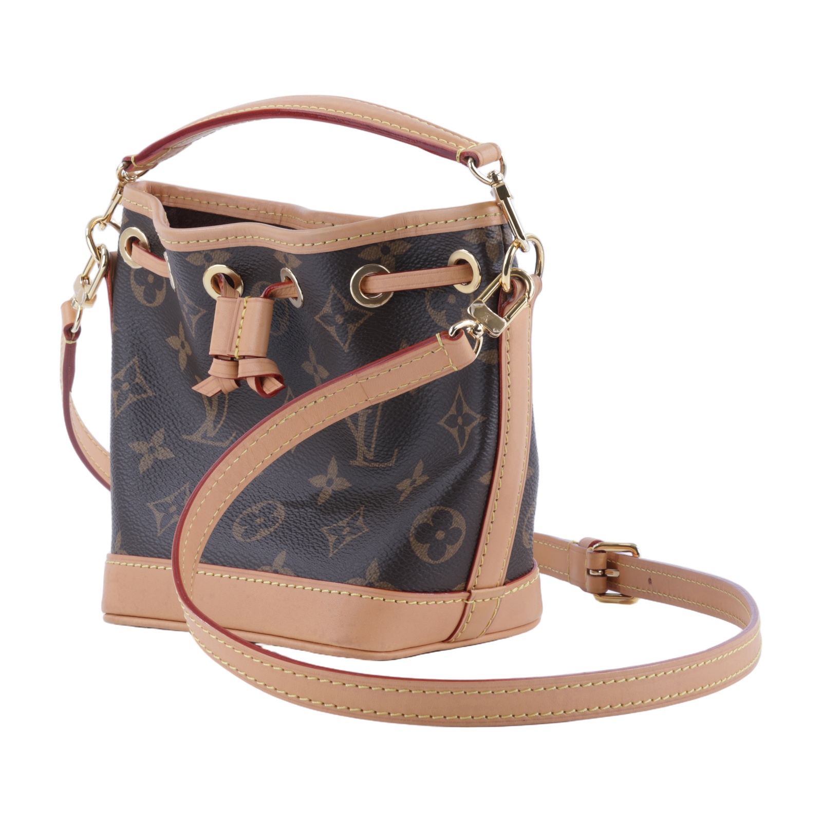 路易威登 LOUIS VUITTON Nano Noé 原花 束口水桶包 M81266 晶片款 原花NANO NOE水桶包 防塵袋/背帶