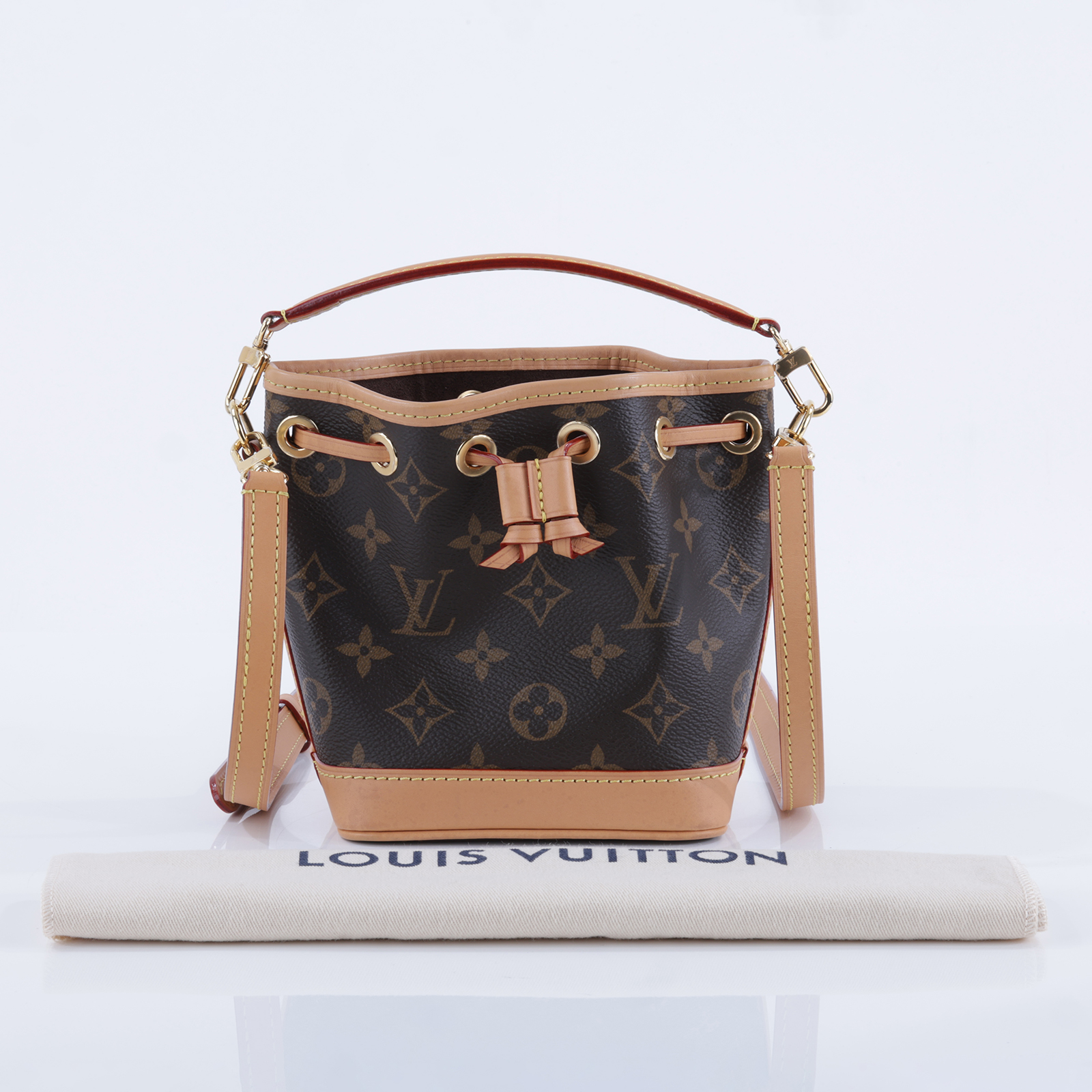 路易威登 LOUIS VUITTON Nano Noé 原花 束口水桶包 M81266 晶片款 原花NANO NOE水桶包 防塵袋/背帶