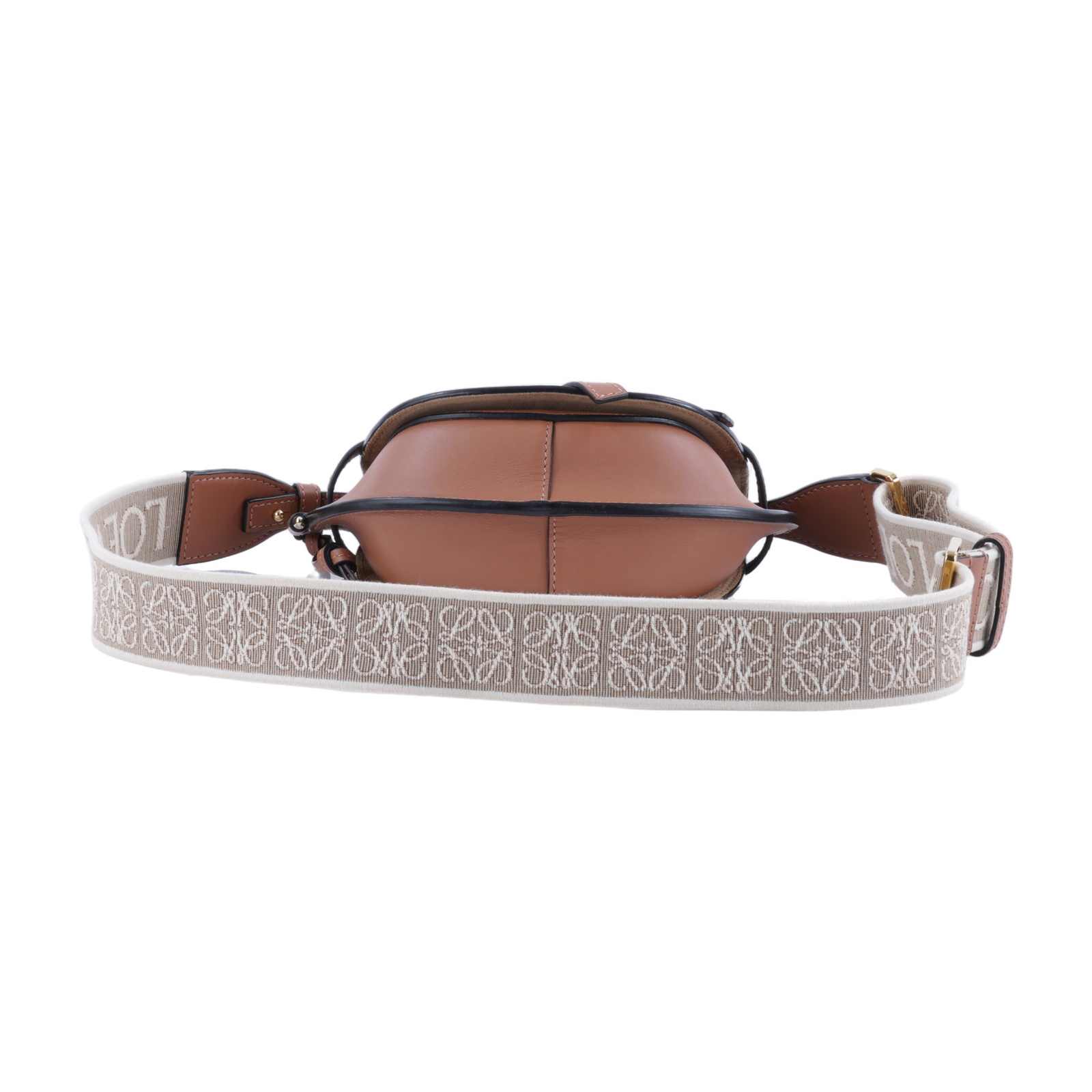 羅意威 LOEWE Mini Gate Dual bag 迷你 小牛皮 肩背包 帆布背帶 A650N46X13 棕色GATE MINI 防塵袋/購買證明