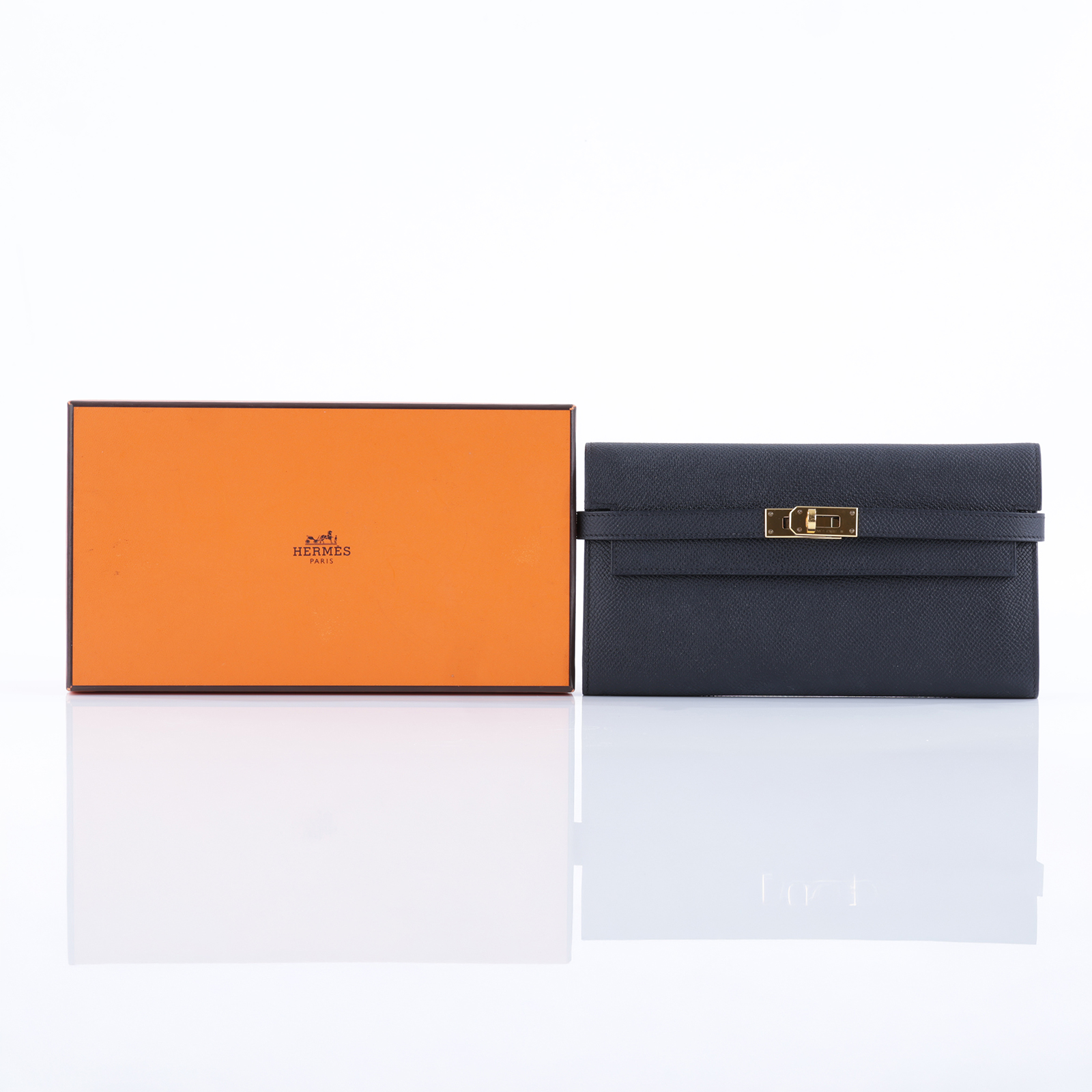 愛馬仕 Hermes Kelly 長夾 錢包 KLLONG D刻 D刻 黑金KELLY長夾 原廠盒子