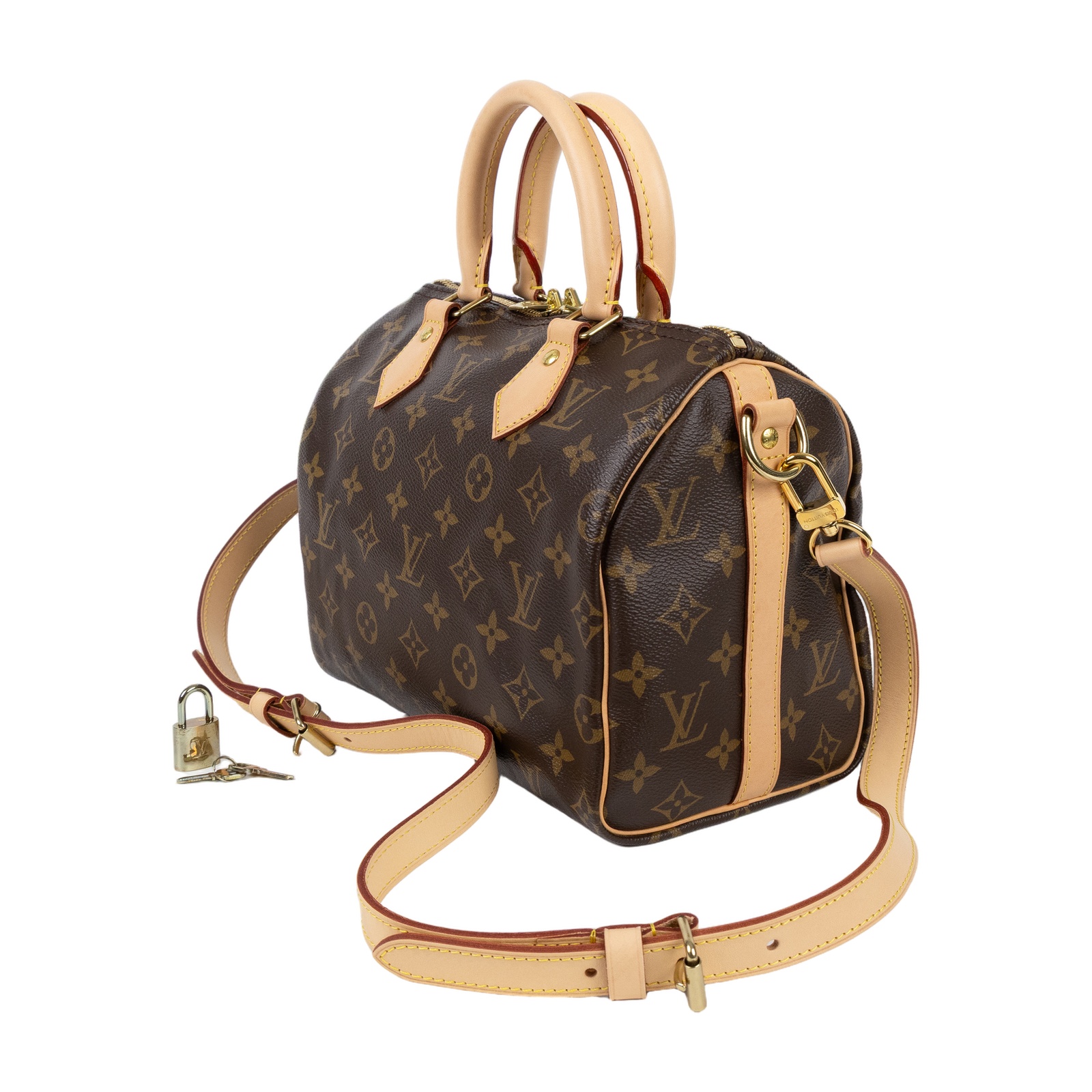 路易威登 LOUIS VUITTON Speedy Bandoulière  25 經典帆布 手提 斜背 波士頓包 M41113 晶片款  防塵袋/背帶/鎖組