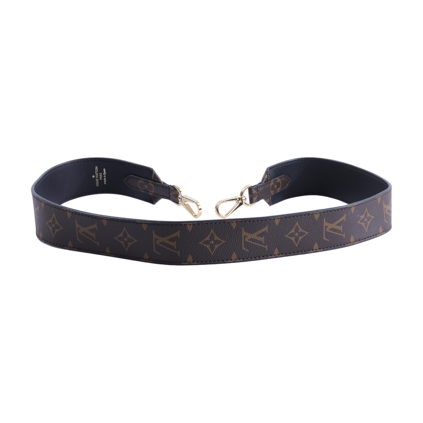 路易威登 LOUIS VUITTON Monogram 肩背帶 黑色 J02288 原花寬背帶 無附屬品