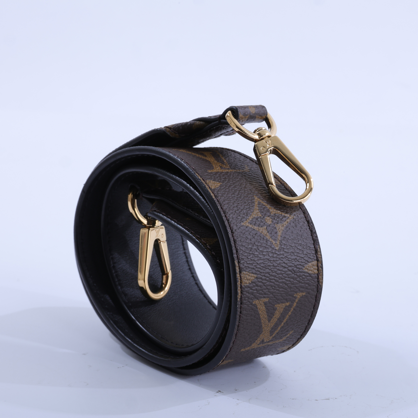 路易威登 LOUIS VUITTON Monogram 肩背帶 黑色 J02288 原花寬背帶 無附屬品