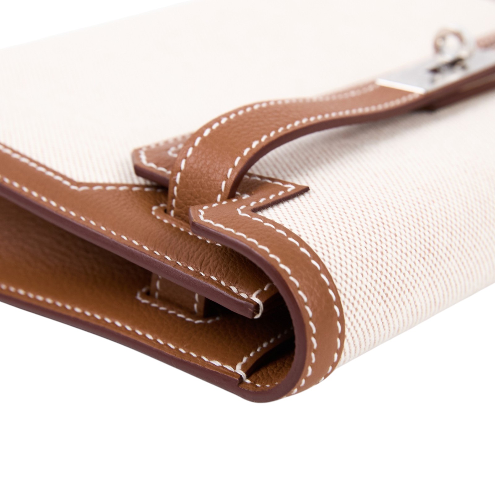 愛馬仕 Hermes kelly Depeches 25 手拿包 銀色五金 米白色 金棕色 H083320CKAD KPI662DA  無附屬品