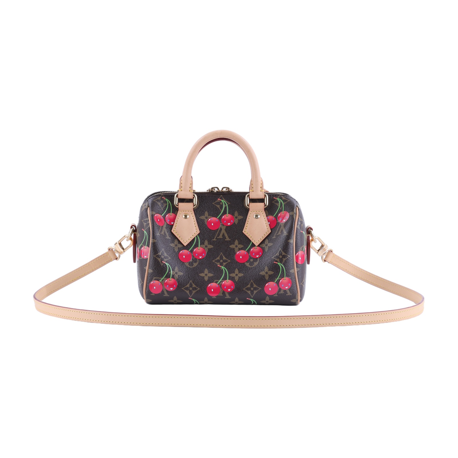 路易威登 LOUIS VUITTON Speedy Bandoulière 20 米色 波士頓包 村上隆 聯名 M13094 晶片款  原廠盒子/防塵袋/背帶