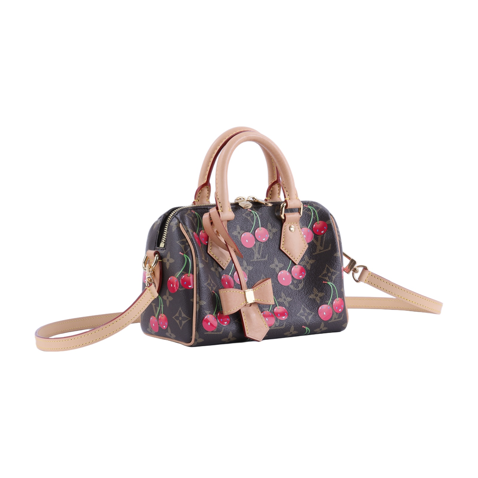 路易威登 LOUIS VUITTON Speedy Bandoulière 20 米色 波士頓包 村上隆 聯名 M13094 晶片款  原廠盒子/防塵袋/背帶