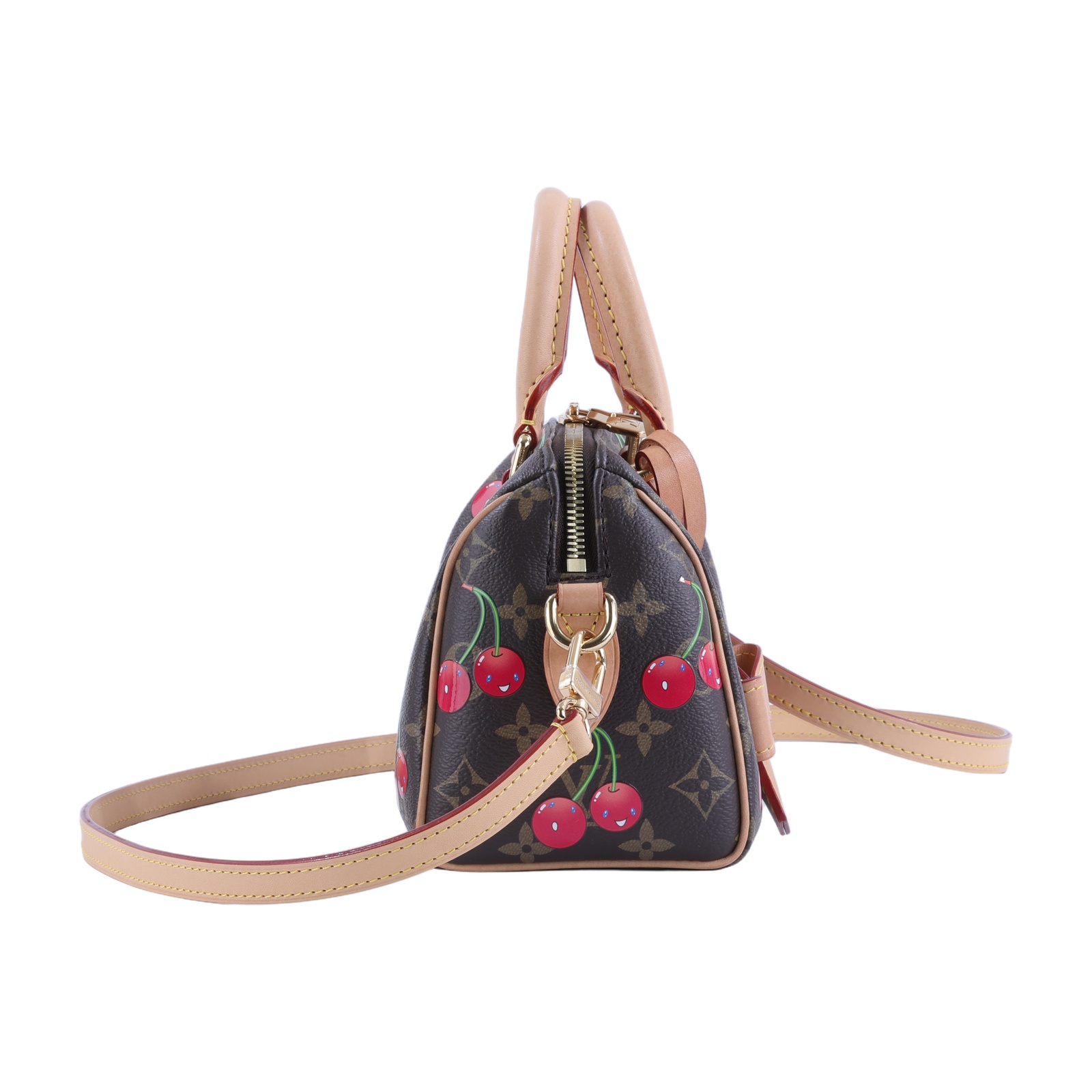 路易威登 LOUIS VUITTON Speedy Bandoulière 20 米色 波士頓包 村上隆 聯名 M13094 晶片款  原廠盒子/防塵袋/背帶