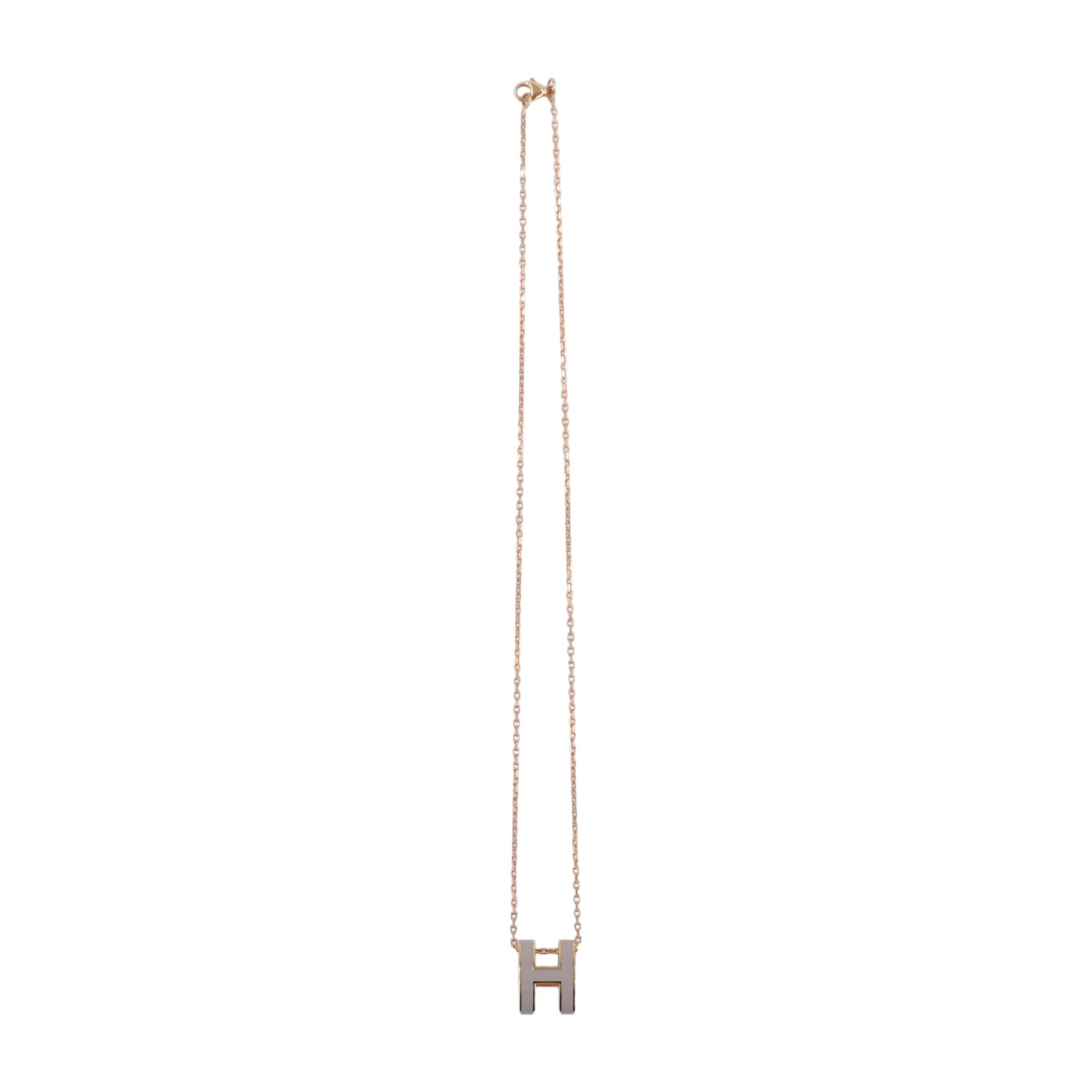 愛馬仕 Hermes Pop H 墜飾 POPHP ST0291 灰/金色 POP H 項鍊 大 無附屬品