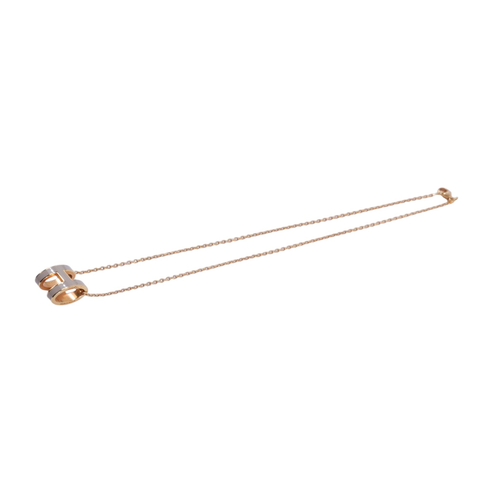 愛馬仕 Hermes Pop H 墜飾 POPHP ST0291 灰/金色 POP H 項鍊 大 無附屬品