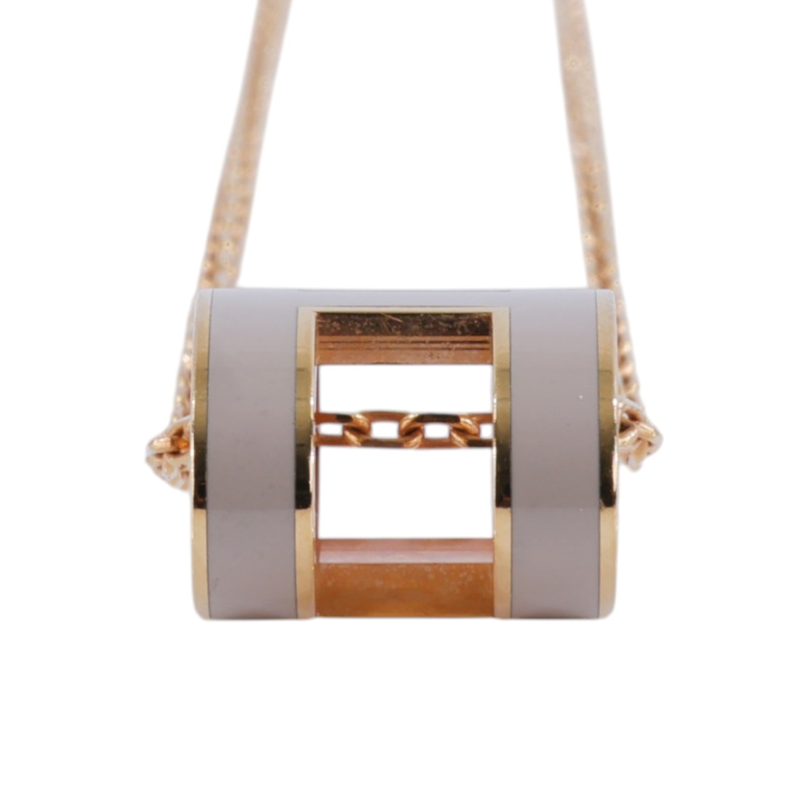 愛馬仕 Hermes Pop H 墜飾 POPHP ST0291 灰/金色 POP H 項鍊 大 無附屬品