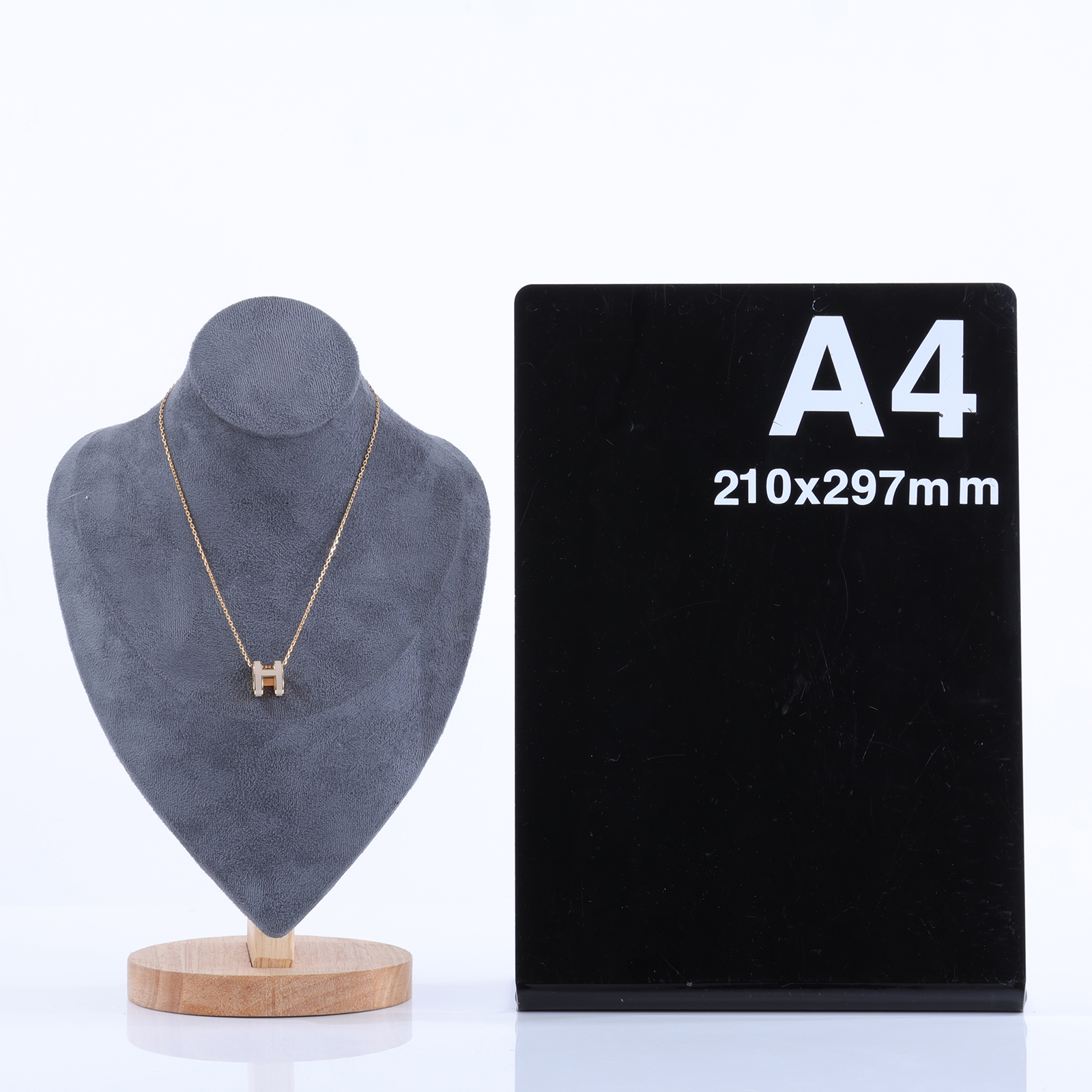 愛馬仕 Hermes Pop H 墜飾 POPHP ST0291 灰/金色 POP H 項鍊 大 無附屬品
