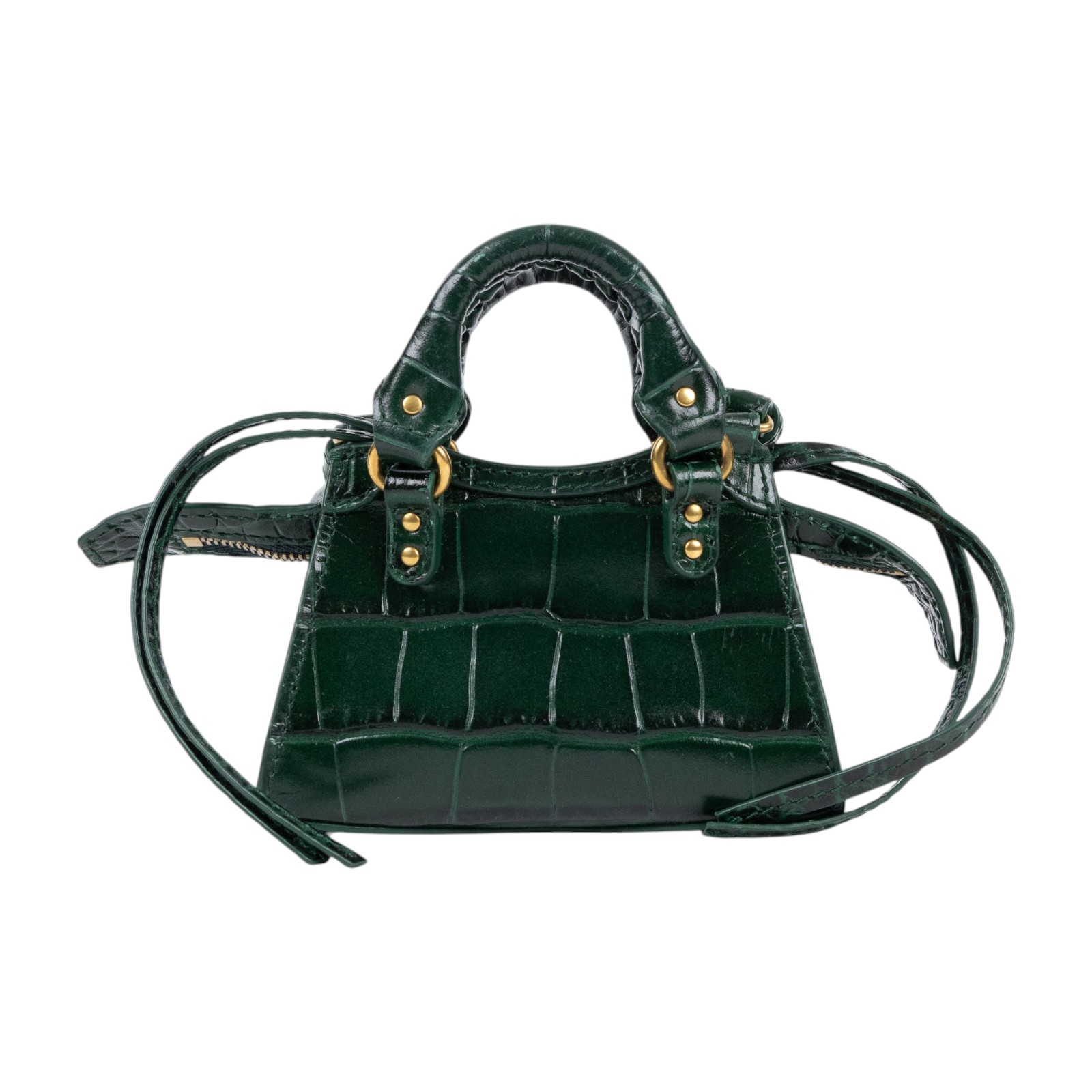 巴黎世家 BALENCIAGA NEO CLASSIC CITY 機車包 6695371ROD1 綠鱷魚壓紋NEO CLASSIC NANO斜背包 防塵袋