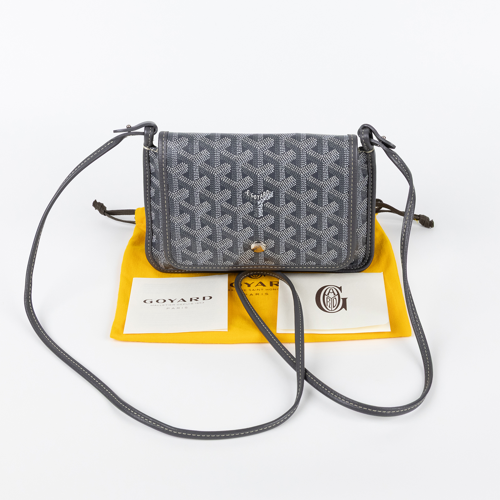 高雅德 GOYARD Plumet Pocket Wallet 肩背 隨身錢包 PLUMETPMLTY 灰PLUMET 防塵袋