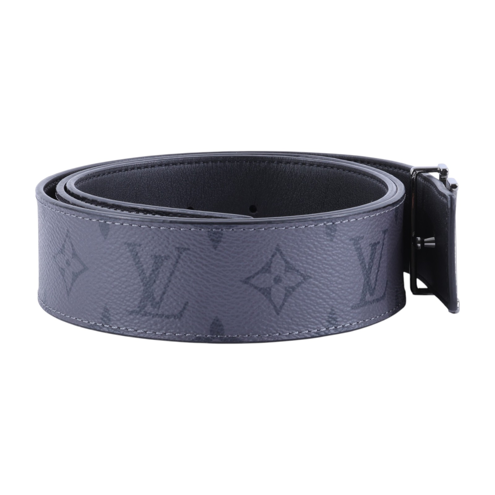 路易威登 LOUIS VUITTON LV Line 40毫米 M0373S 黑灰原花皮帶#100 原廠盒子