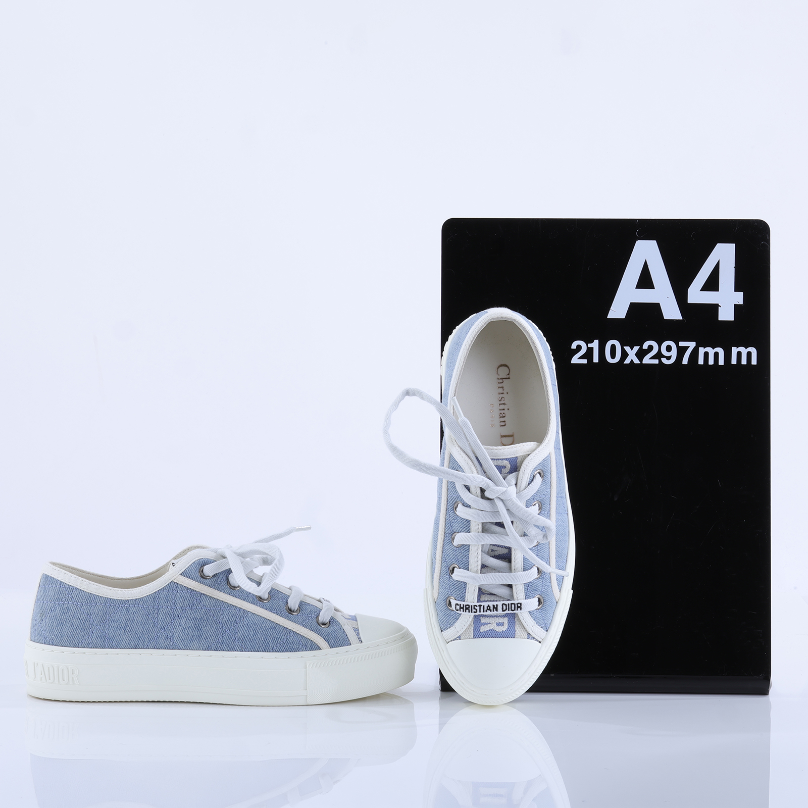 迪奧 CHRISTIAN DIOR Walk'n'Dior 休閒鞋 球鞋 KCK281CQR_35 淺藍帆布鞋#35 防塵袋