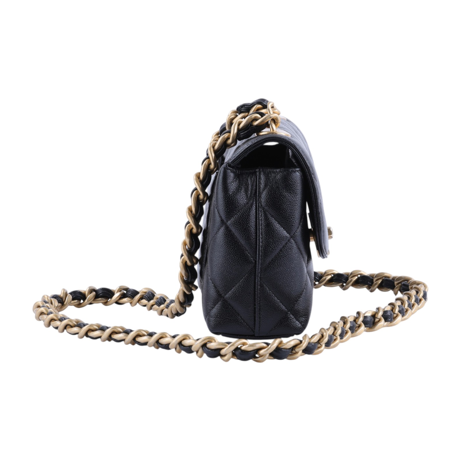 香奈兒 CHANEL Mini Coco CF 口蓋包 肩背包 斜背包 AS3779 晶片款 黑金荔枝口蓋包 無附屬品