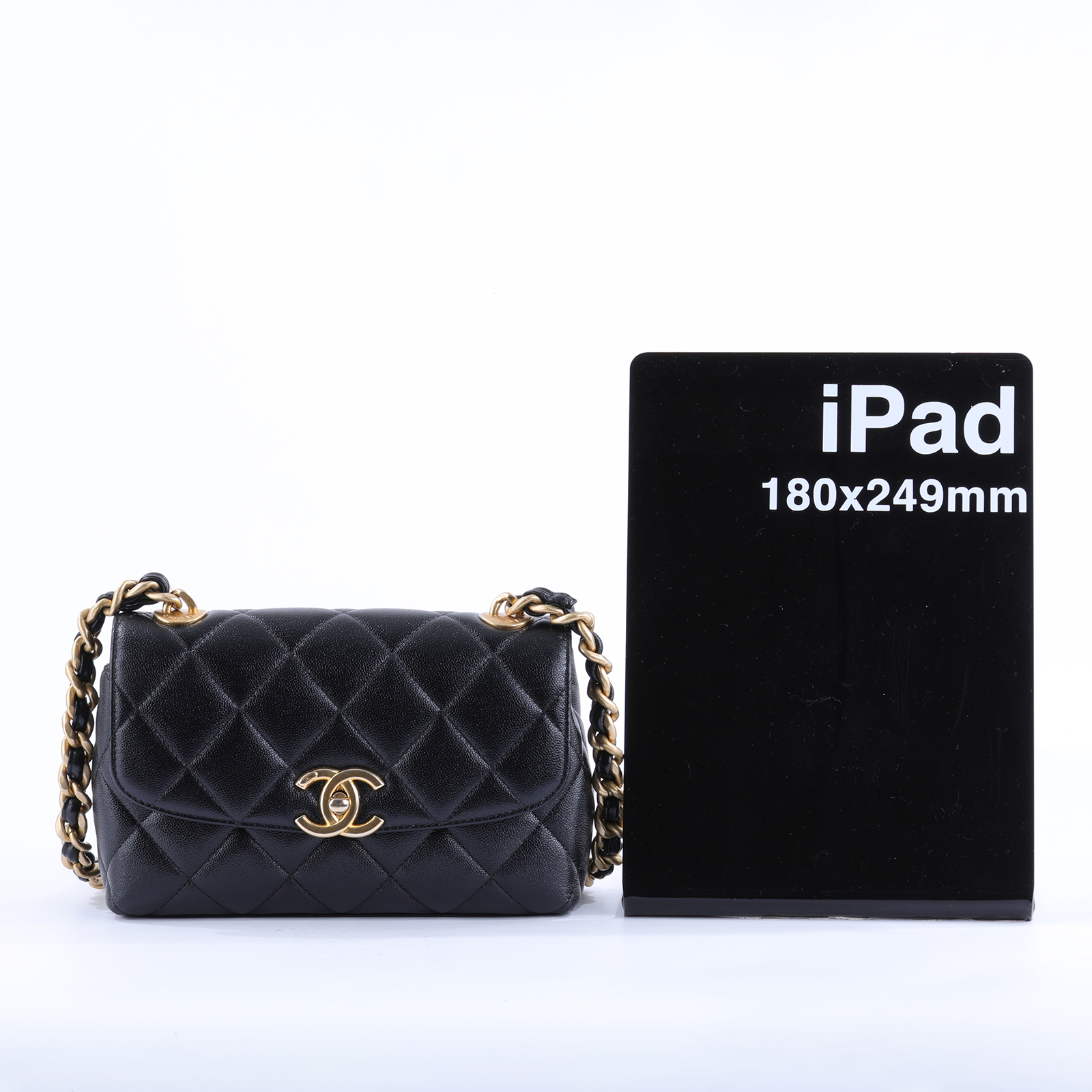 香奈兒 CHANEL Mini Coco CF 口蓋包 肩背包 斜背包 AS3779 晶片款 黑金荔枝口蓋包 無附屬品