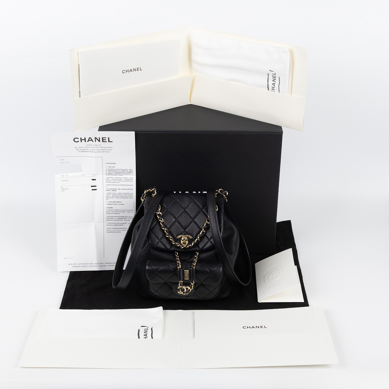 香奈兒 CHANEL Duma 經典 CC Logo 菱格紋 迷你 雙肩 後背包 AS2908 B08609 晶片款 黑金羊DUMA MINI 原廠盒子/防塵袋/韓國購買證明